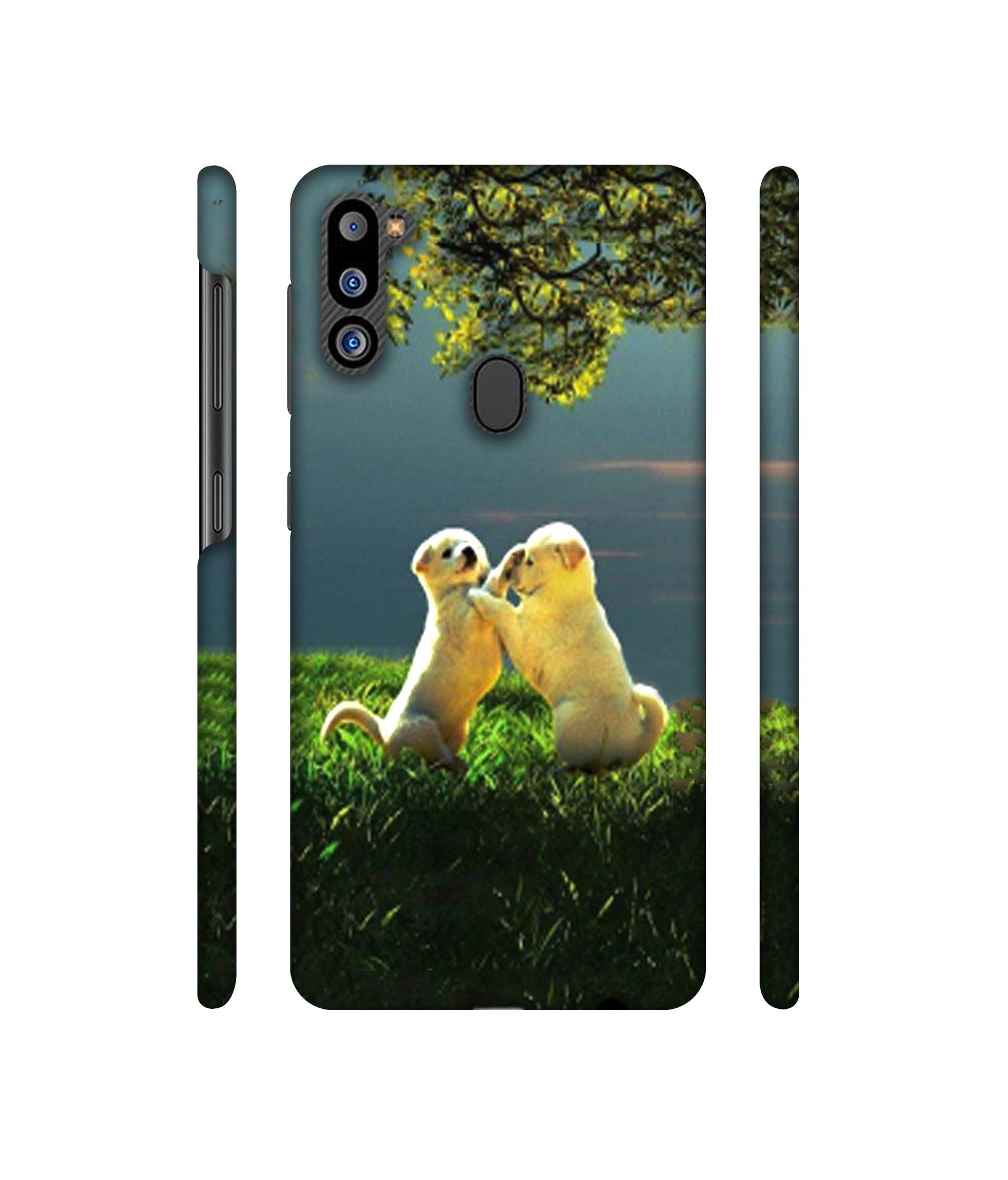 Puppy Couple Play Kids Nature Designer Hard Back Cover for Samsung Galaxy M21 2021 Edition