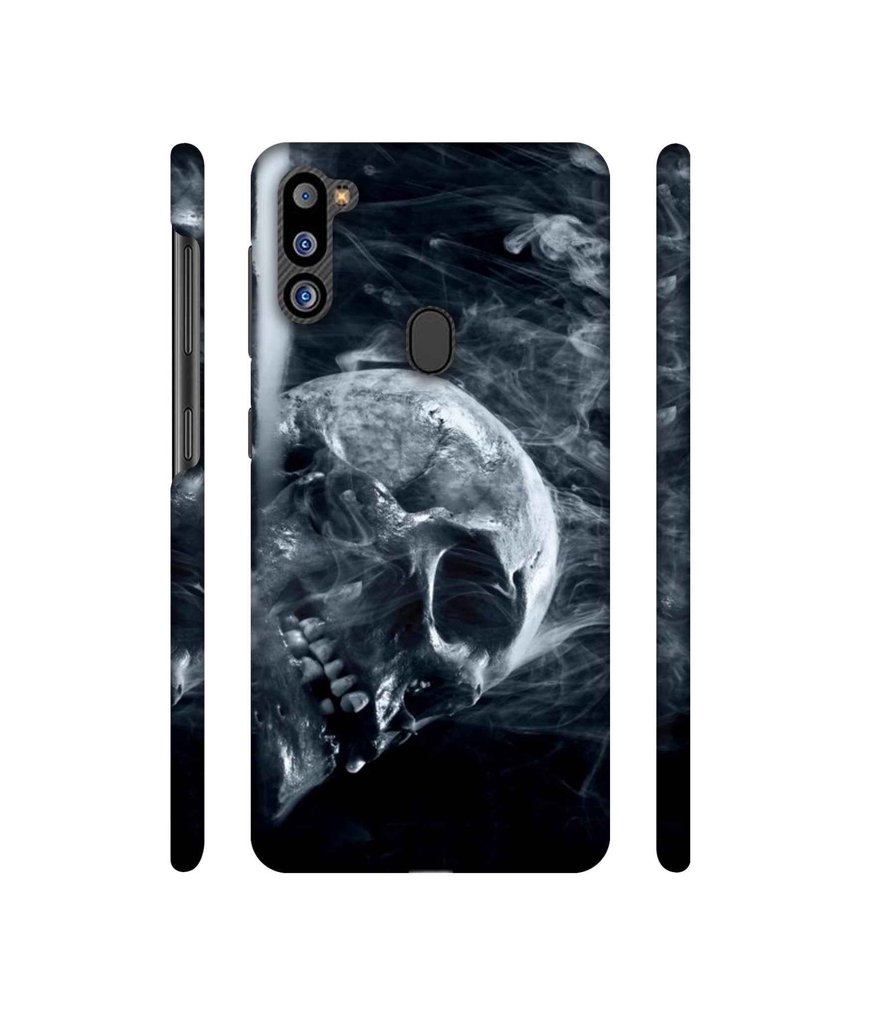 Skull Smoke Blue Scary Death Designer Hard Back Cover for Samsung Galaxy M21 2021 Edition