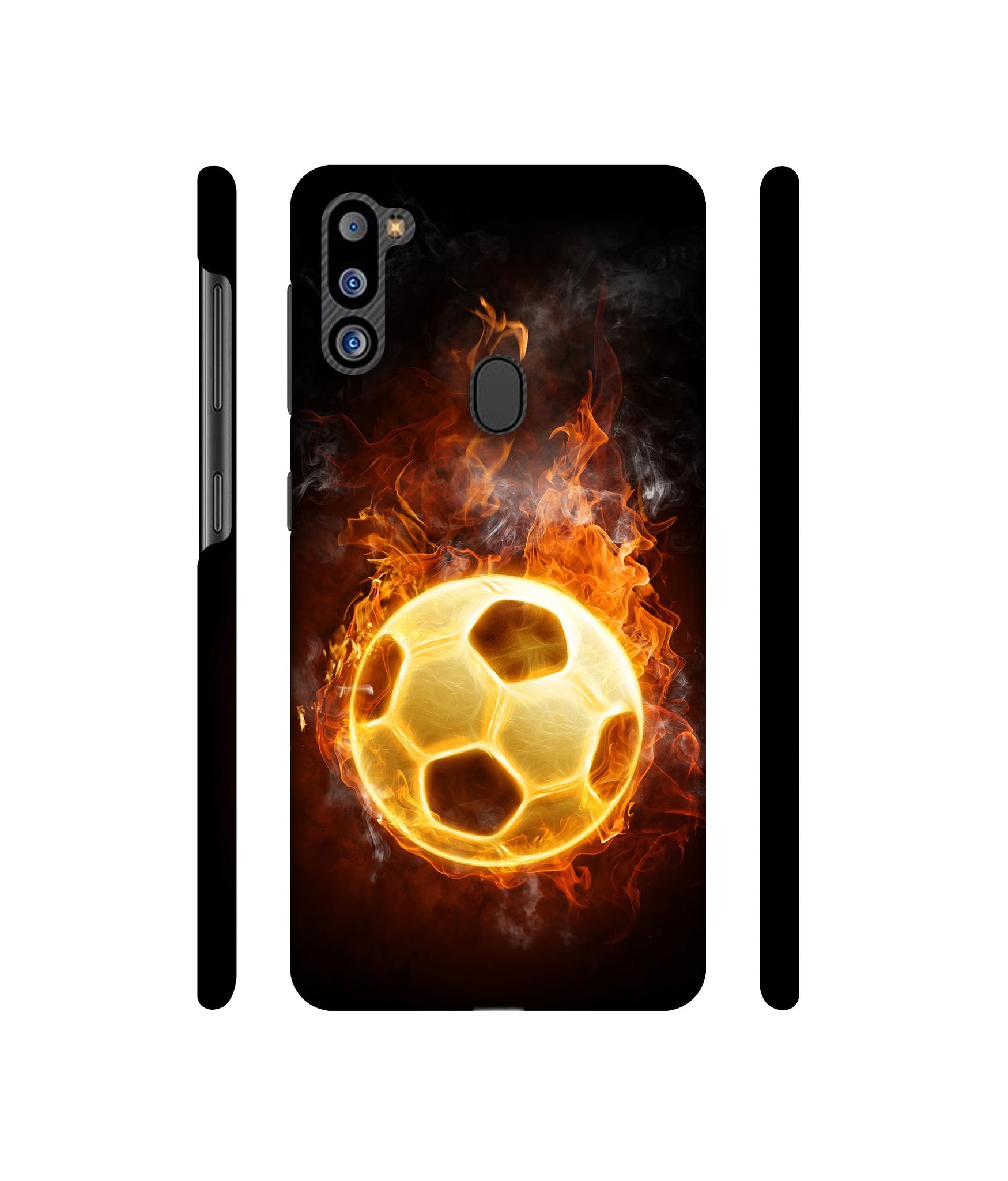 Football & Fire Designer Hard Back Cover for Samsung Galaxy M21 2021 Edition