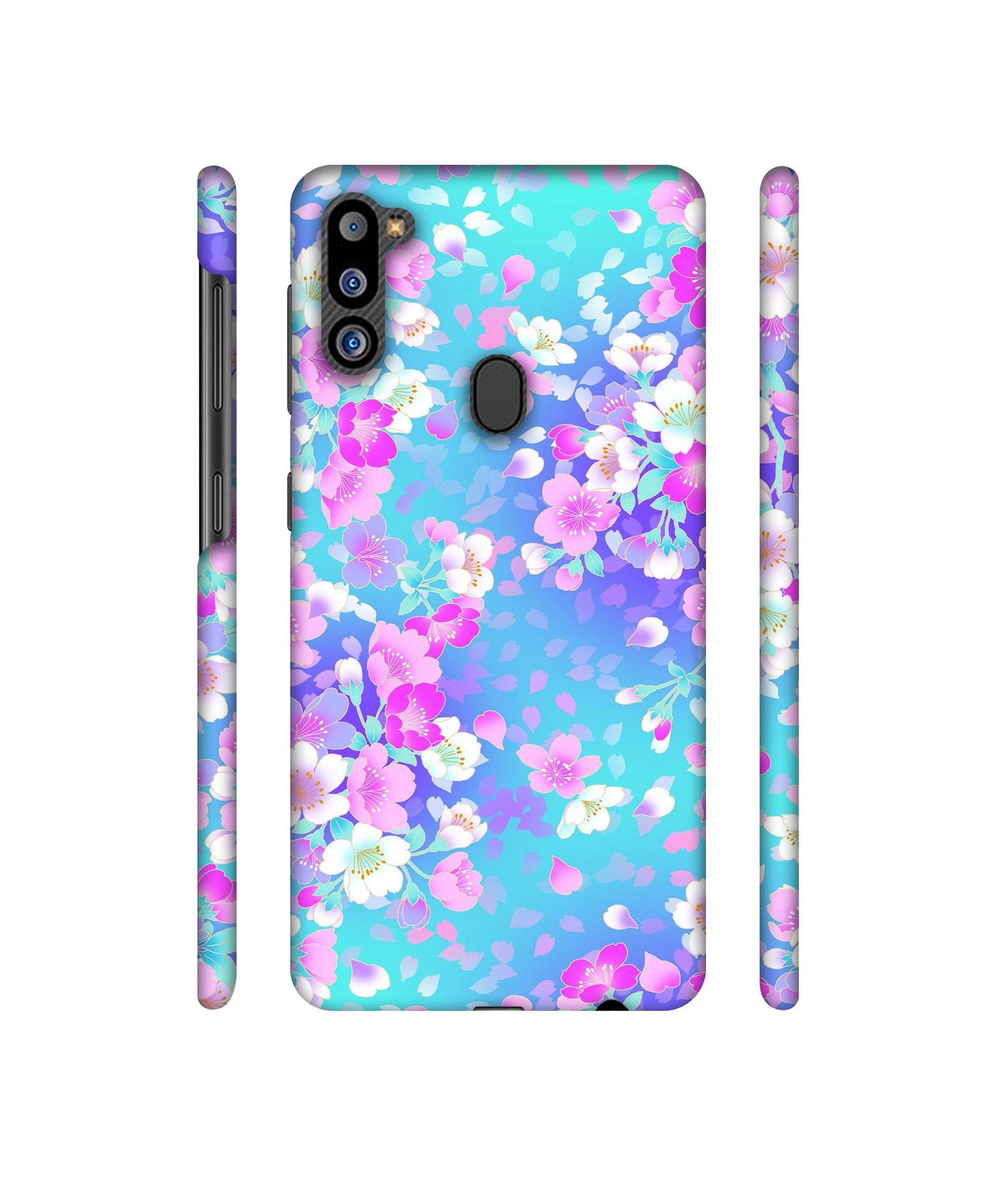 Floral Blue Pattern Designer Hard Back Cover for Samsung Galaxy M21 2021 Edition