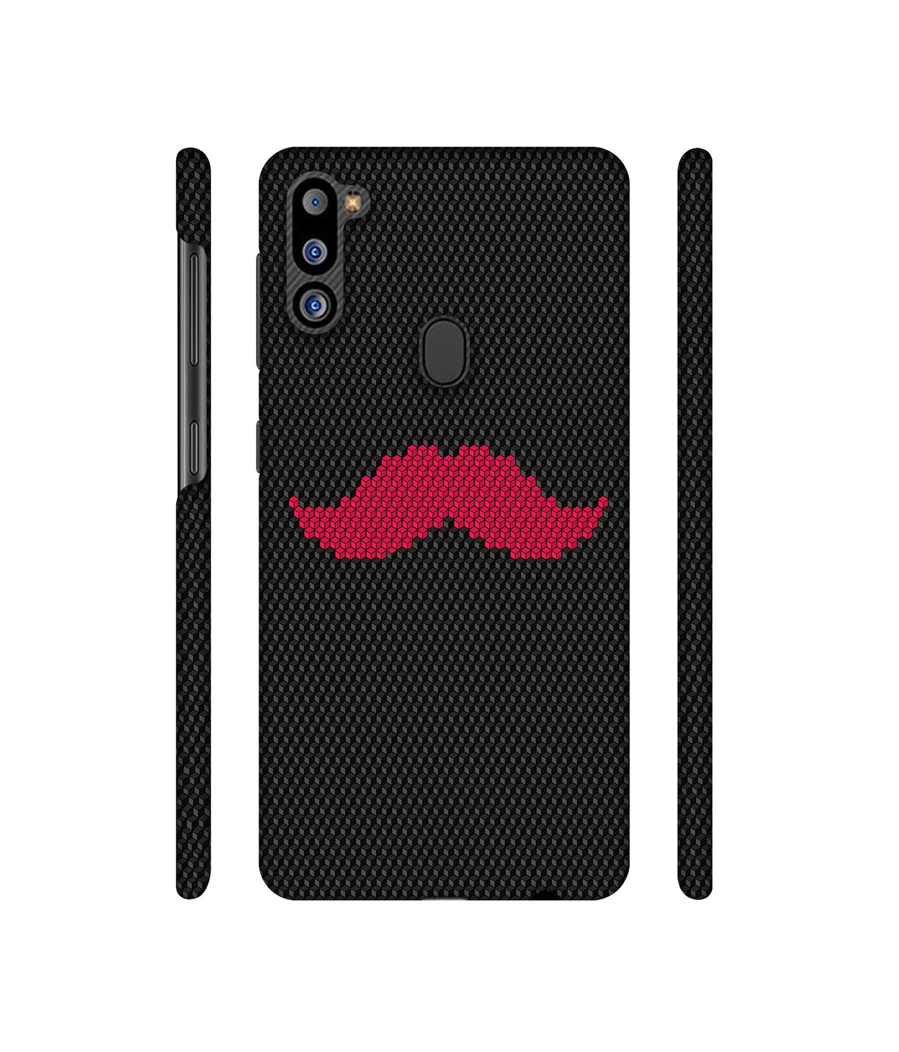 Pink Mustache Pattern Designer Hard Back Cover for Samsung Galaxy M21 2021 Edition