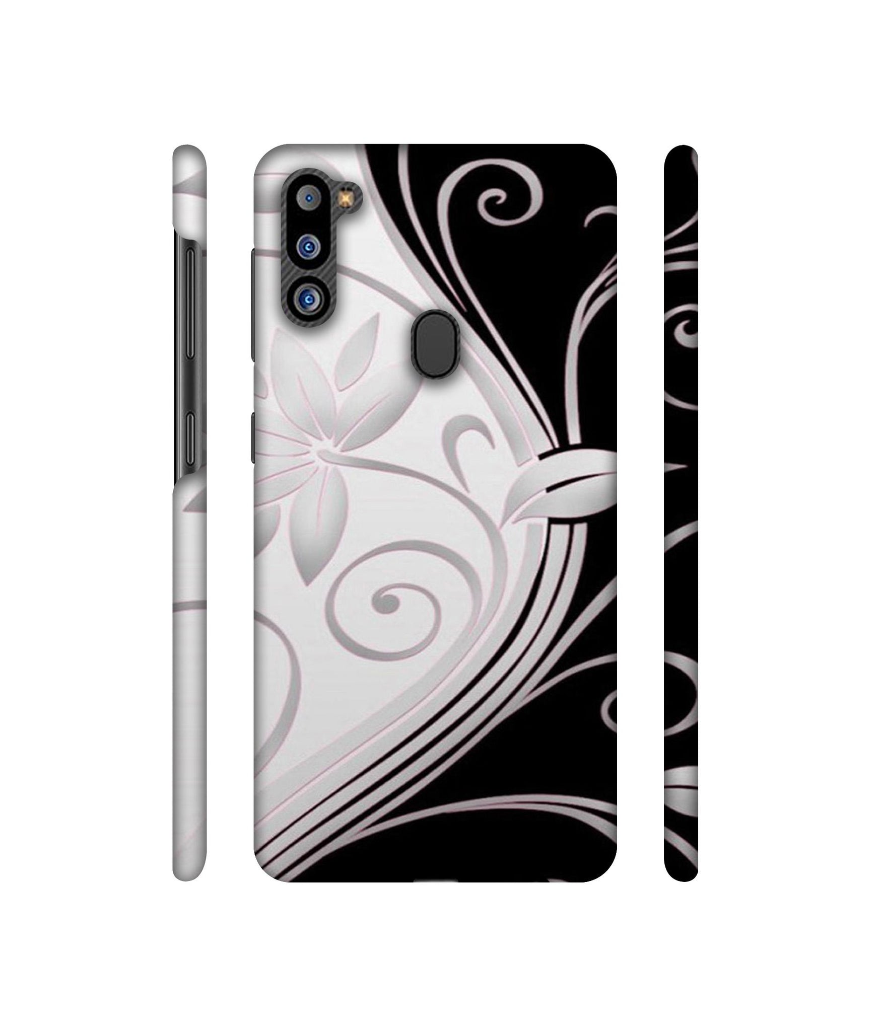 Black And White Flower Designer Hard Back Cover for Samsung Galaxy M21 2021 Edition