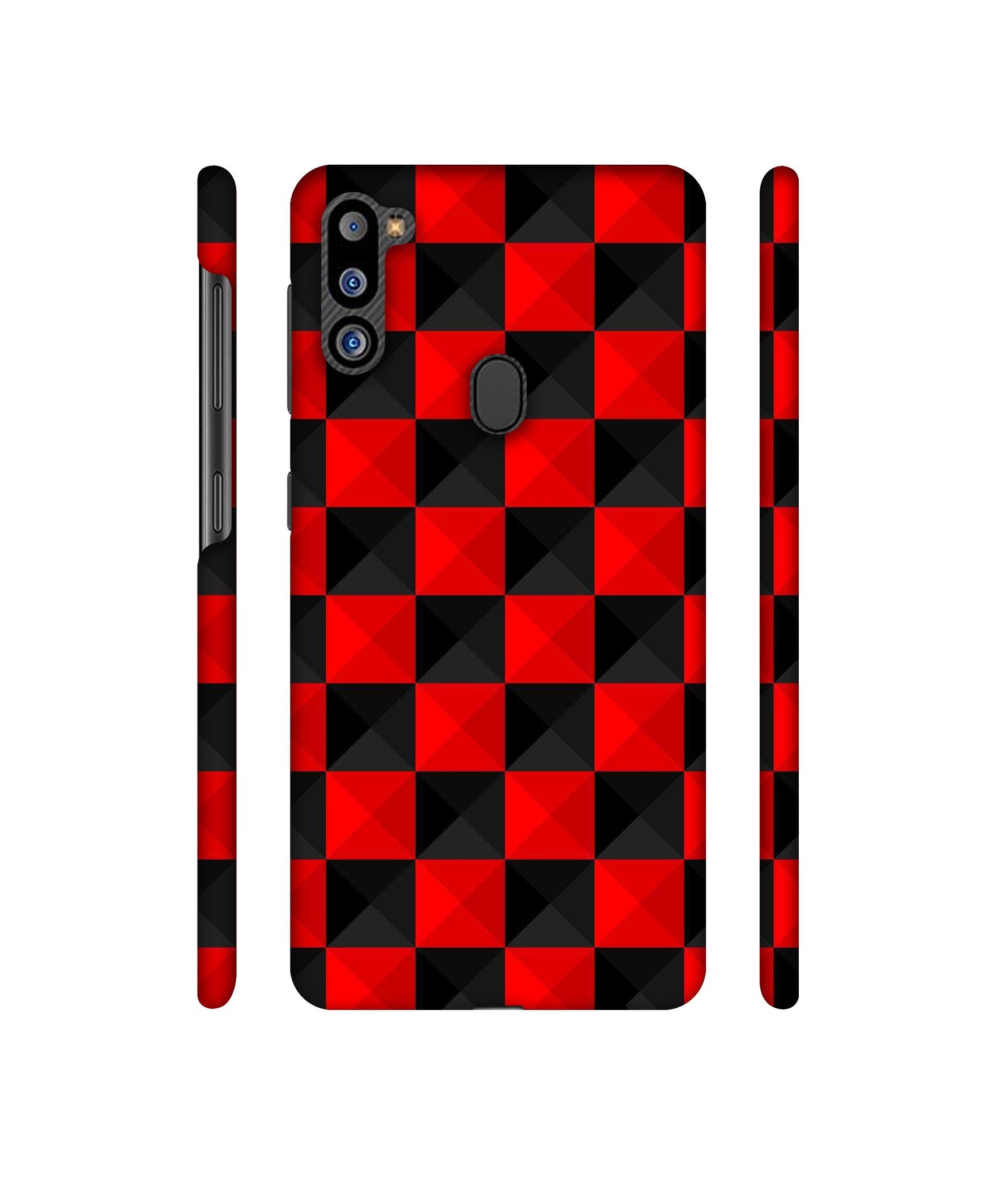 Red N Black Cubes Designer Hard Back Cover for Samsung Galaxy M21 2021 Edition