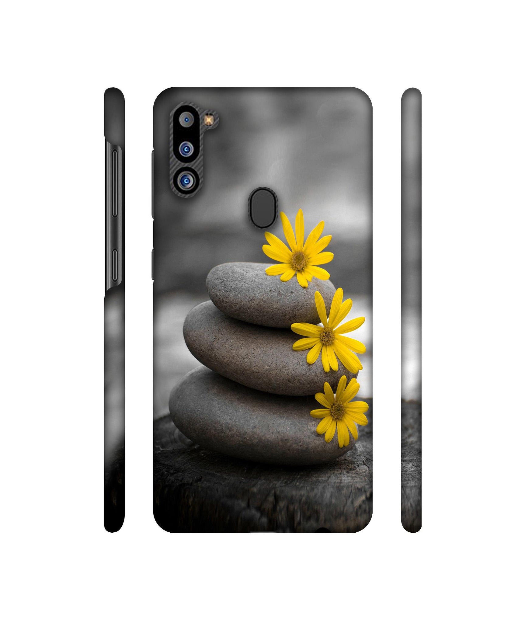 Stones And Flower Designer Hard Back Cover for Samsung Galaxy M21 2021 Edition