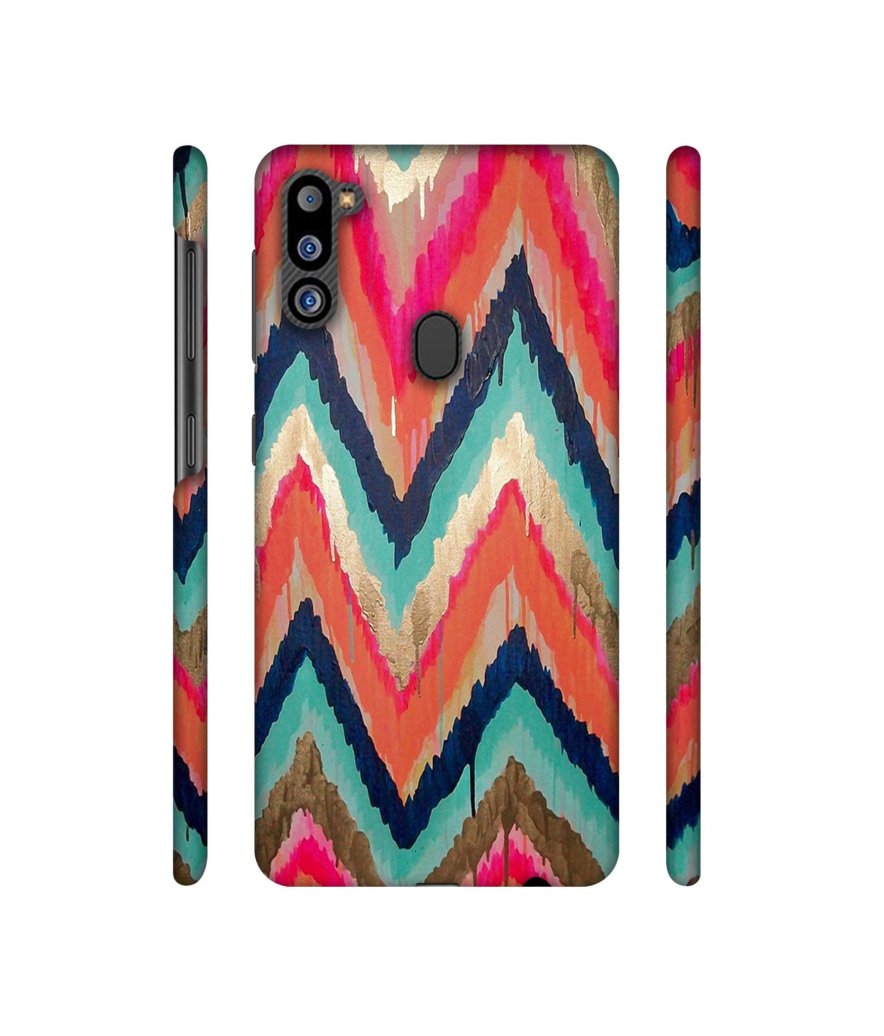 Colorful Zig-Zag Lines Art Designer Hard Back Cover for Samsung Galaxy M21 2021 Edition