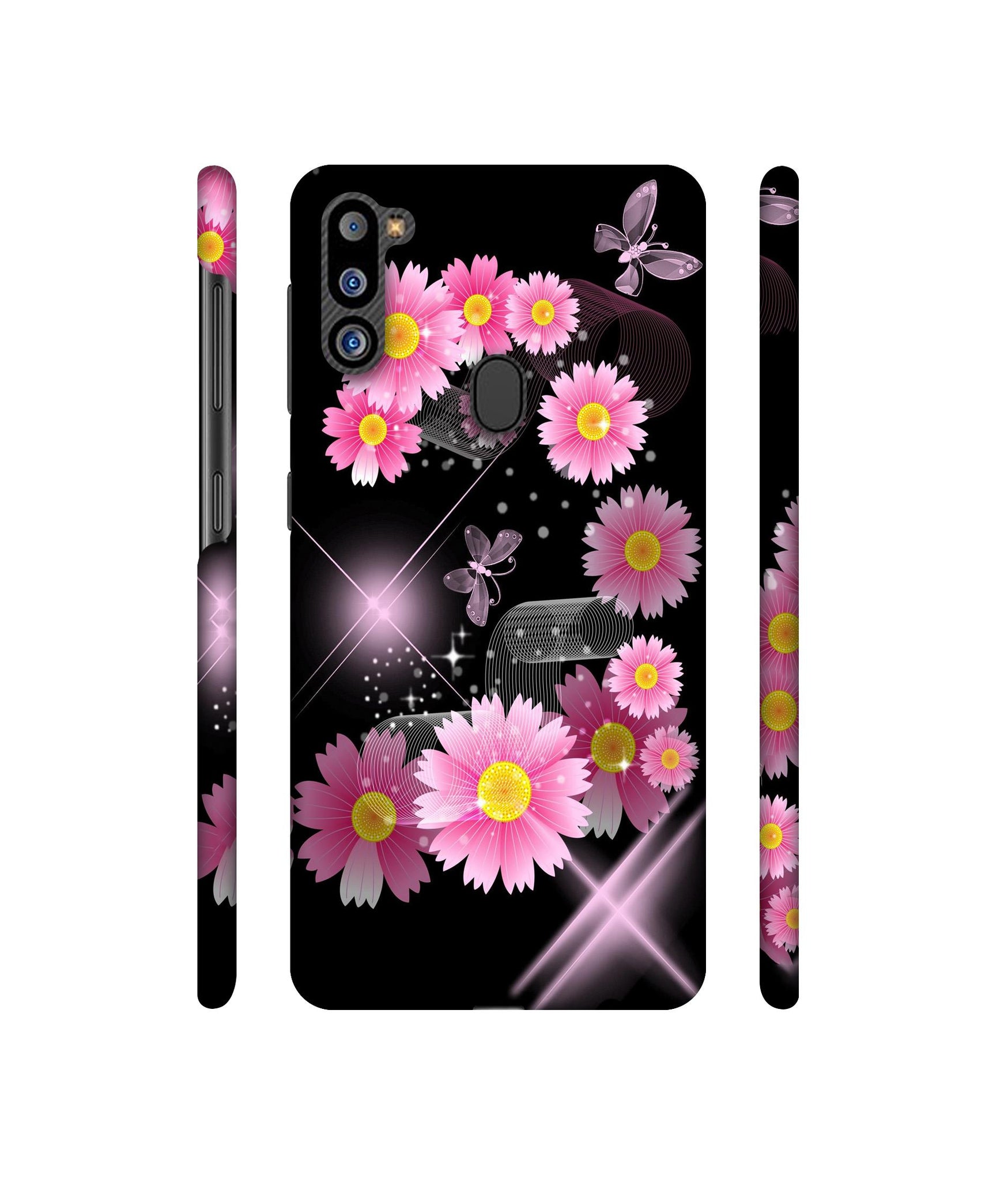 Pink Flower Designer Hard Back Cover for Samsung Galaxy M21 2021 Edition