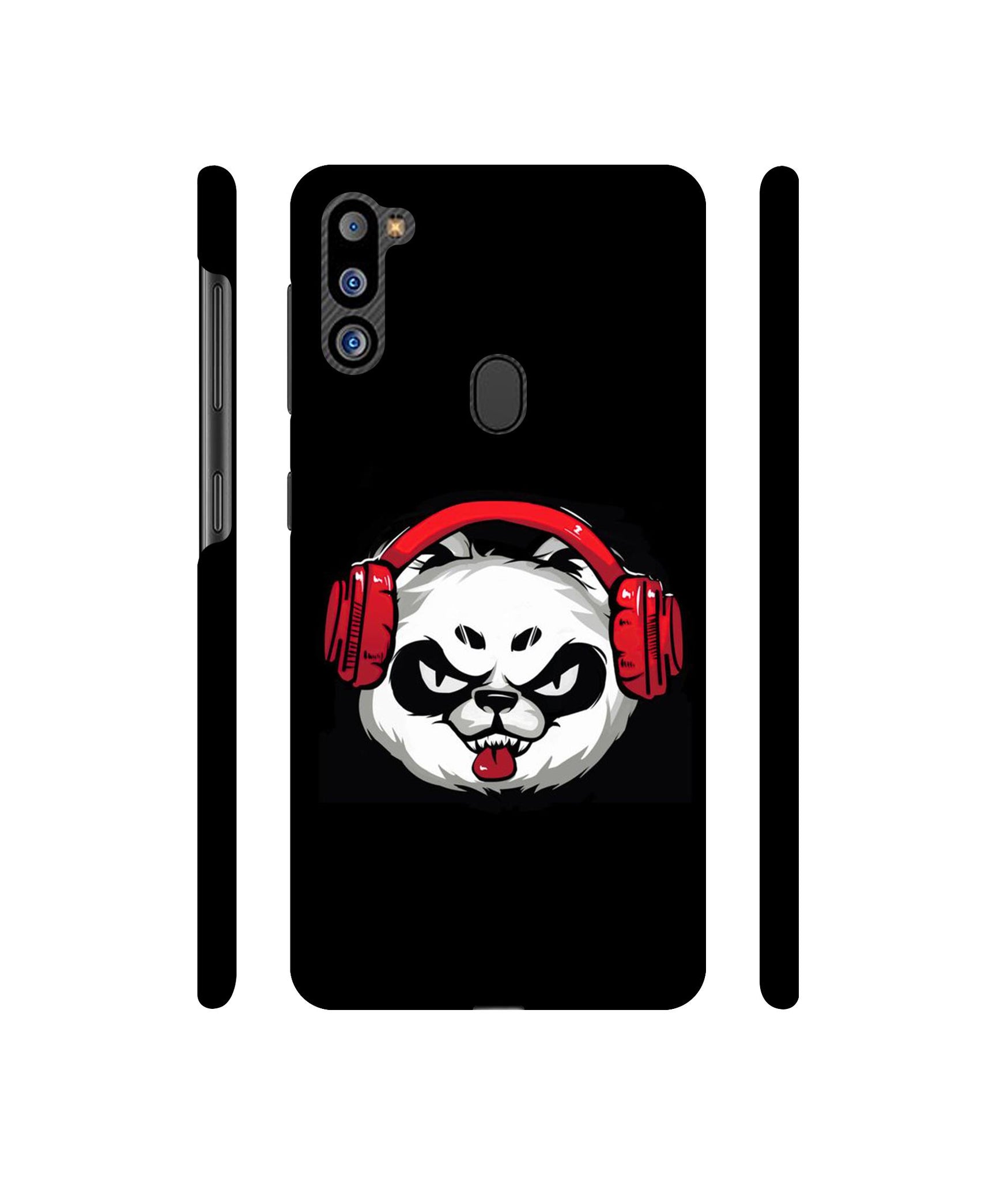 Panda With Headphone Designer Hard Back Cover for Samsung Galaxy M21 2021 Edition