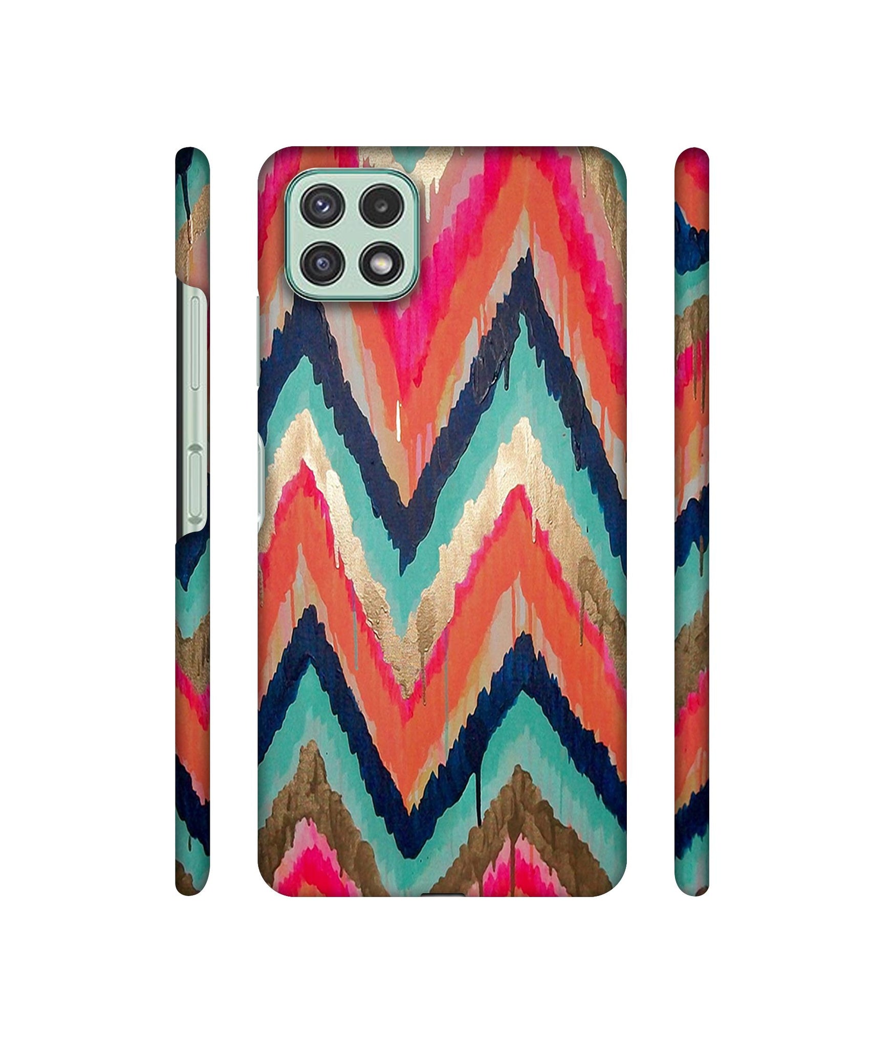 Colorful Zig-Zag Lines Art Designer Hard Back Cover for Samsung Galaxy A22 5G / F42 5G