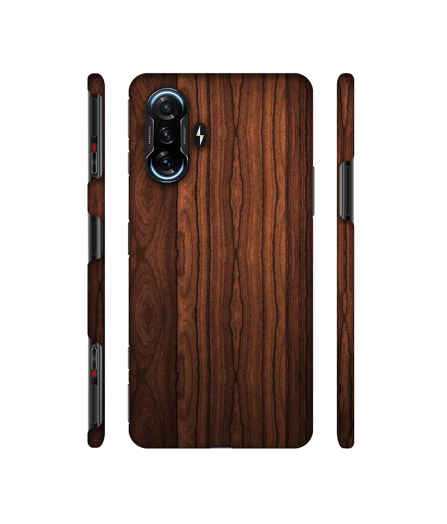 Brown Wooden Texture Designer Hard Back Cover for Mi Poco F3 GT