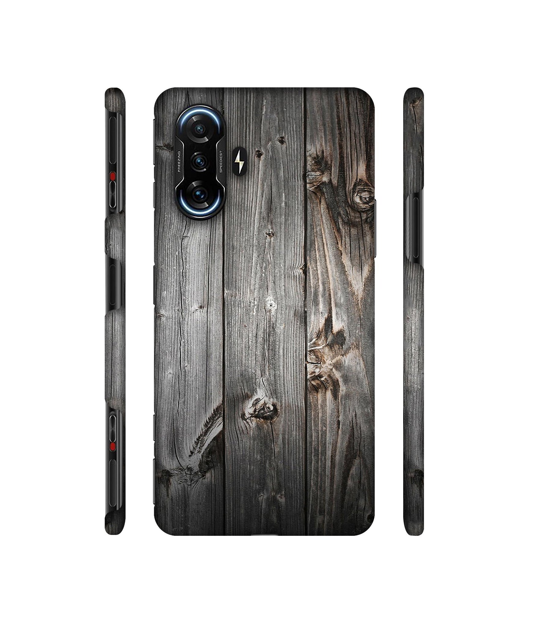 Grey Wooden Texture Designer Hard Back Cover for Mi Poco F3 GT
