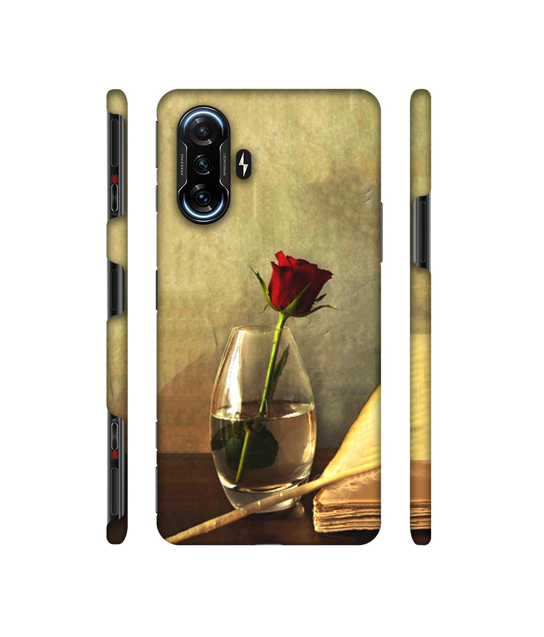 Red Rose in Glass Designer Hard Back Cover for Mi Poco F3 GT