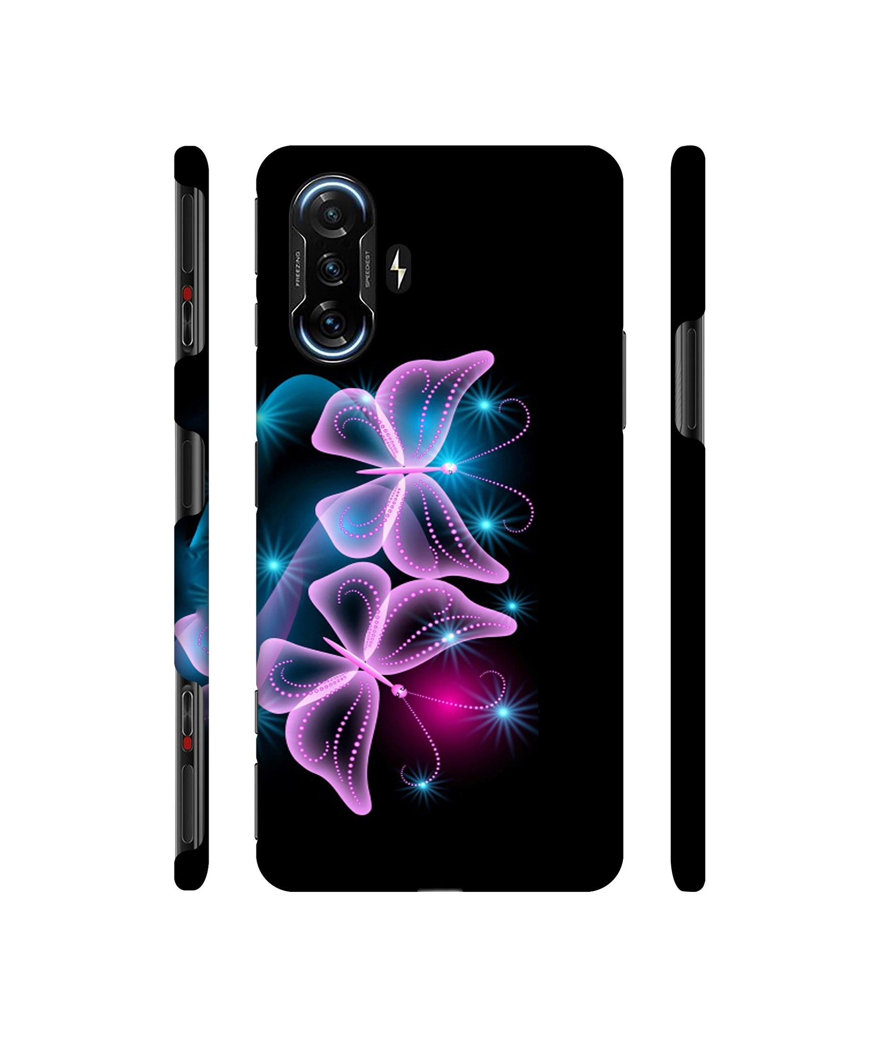 Butterflies Neon Light Designer Hard Back Cover for Mi Poco F3 GT
