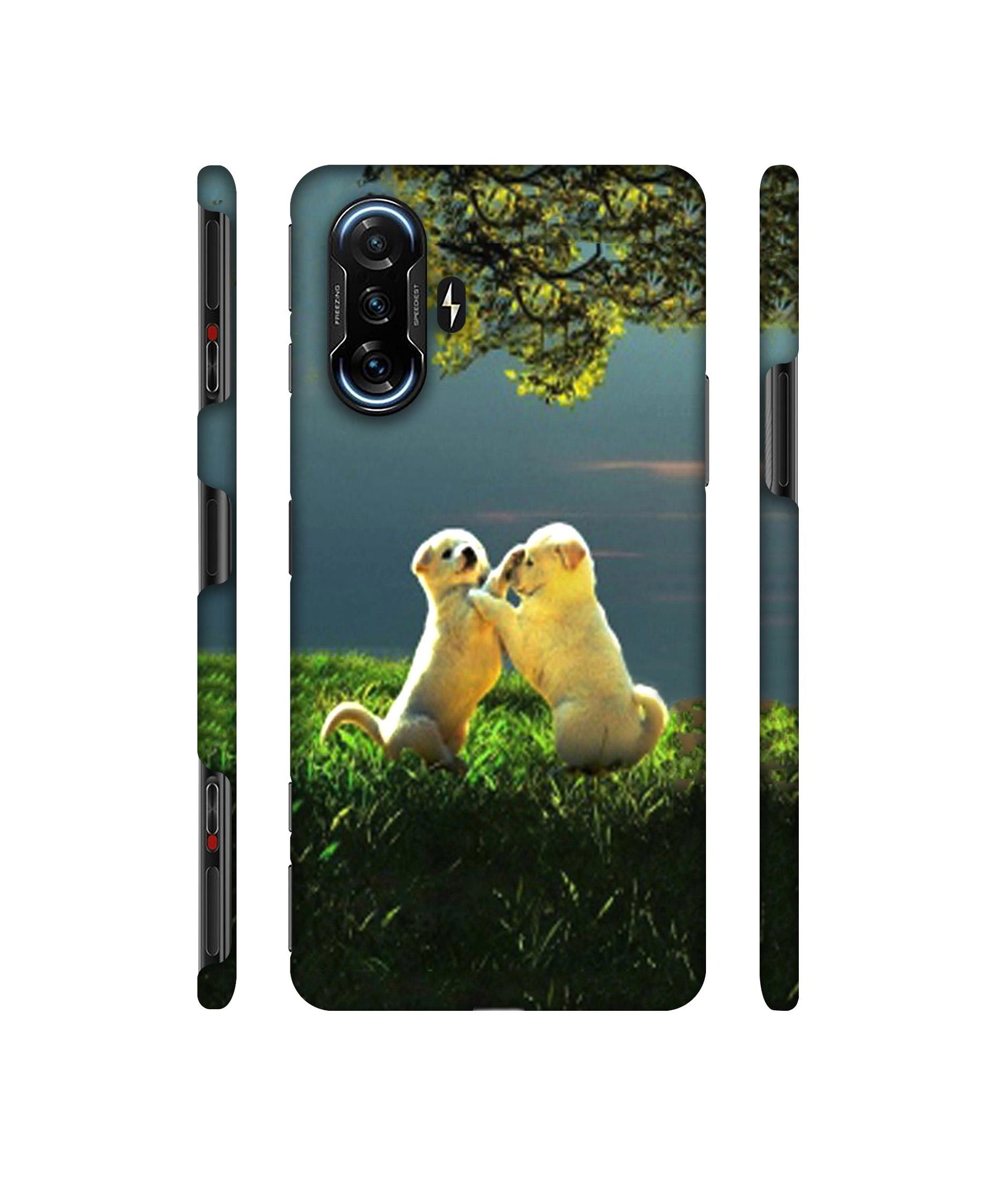 Puppy Couple Play Kids Nature Designer Hard Back Cover for Mi Poco F3 GT