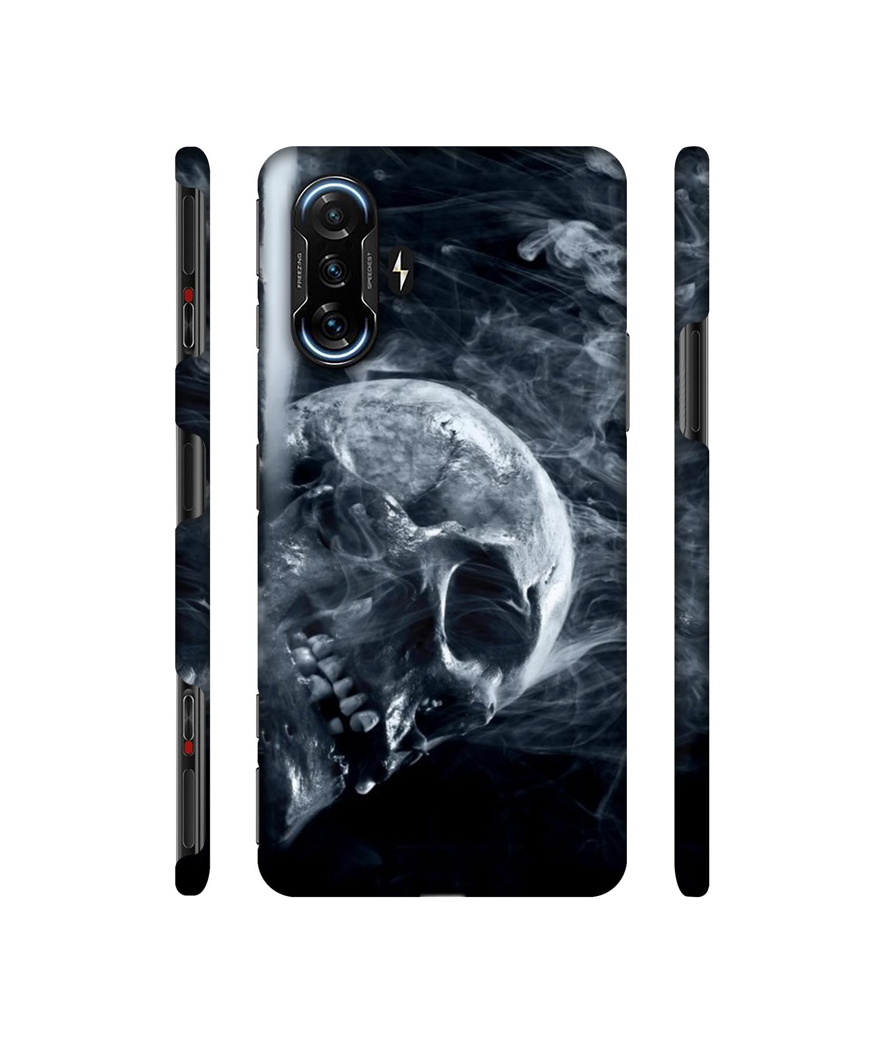 Skull Smoke Blue Scary Death Designer Hard Back Cover for Mi Poco F3 GT