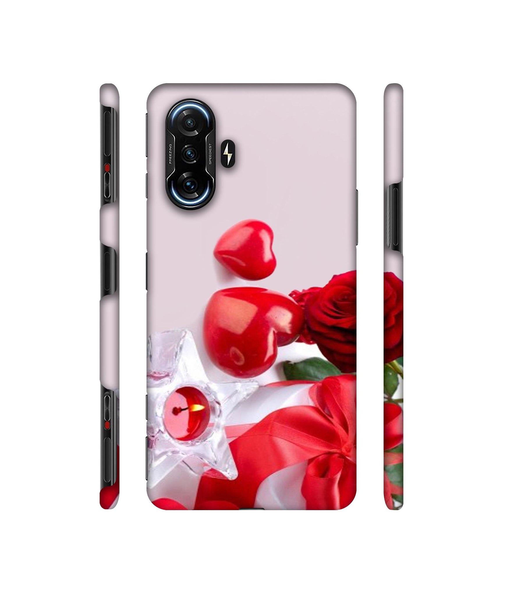 Red Rose Heart Valentines Couple Designer Hard Back Cover for Mi Poco F3 GT