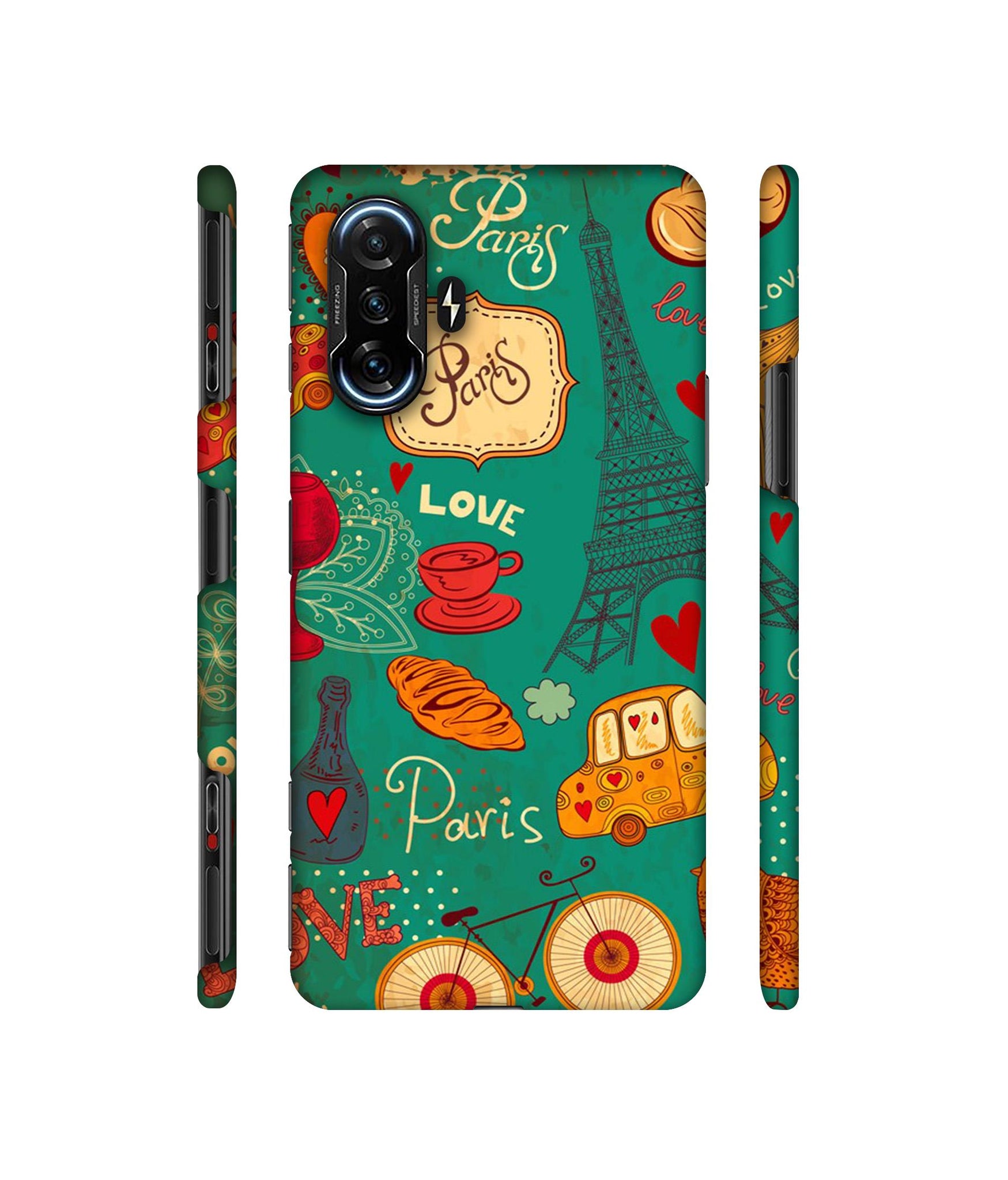 Paris Love Print Designer Hard Back Cover for Mi Poco F3 GT