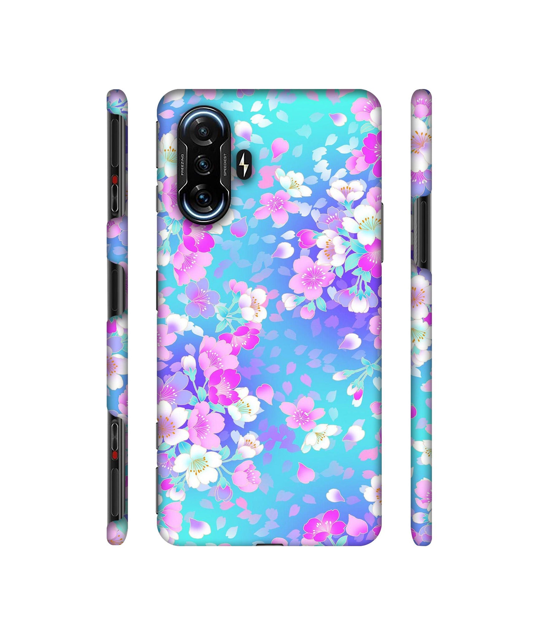 Floral Blue Pattern Designer Hard Back Cover for Mi Poco F3 GT