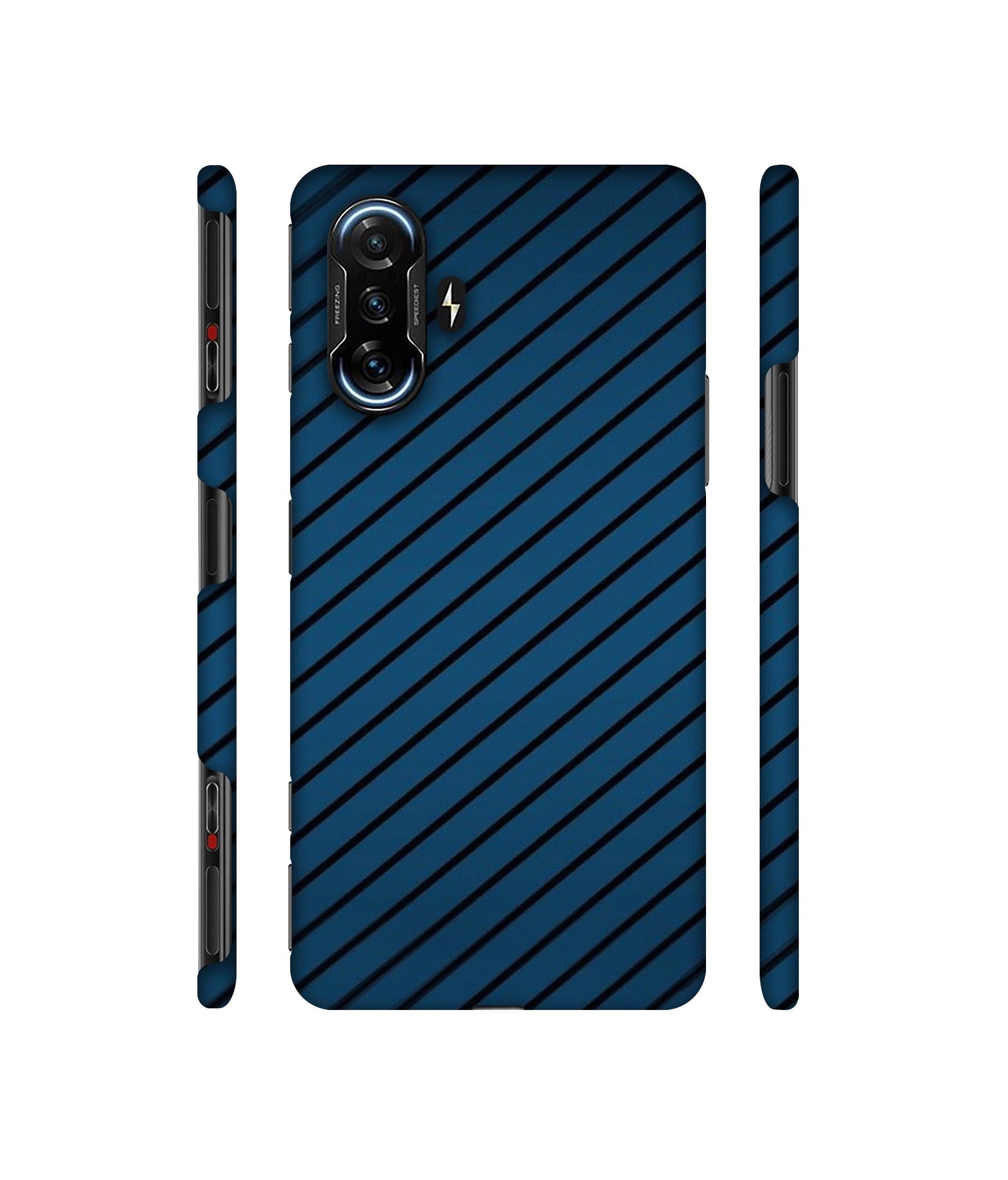 Blue Stripes Designer Hard Back Cover for Mi Poco F3 GT