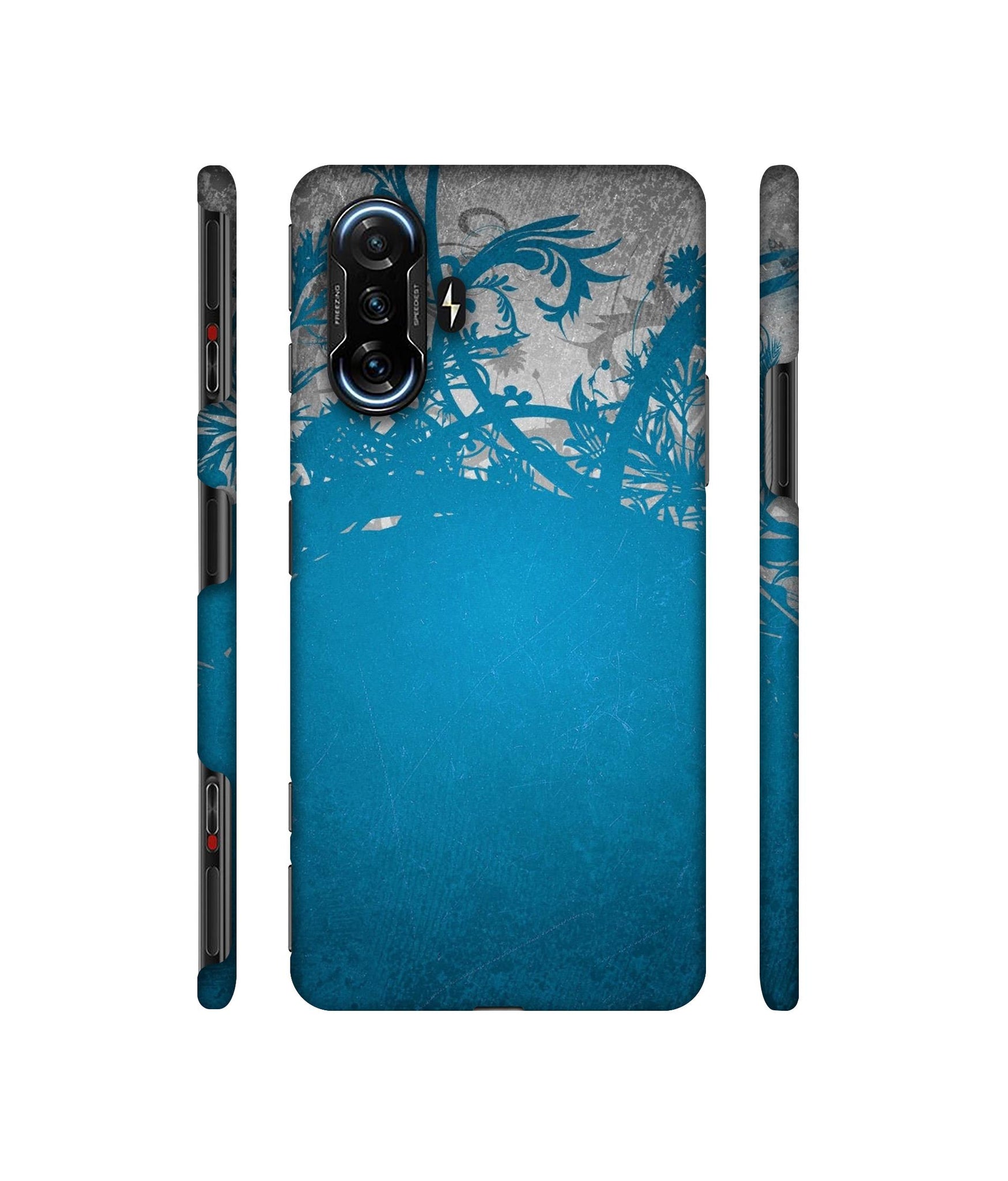 Blue Floral Pattern Designer Hard Back Cover for Mi Poco F3 GT