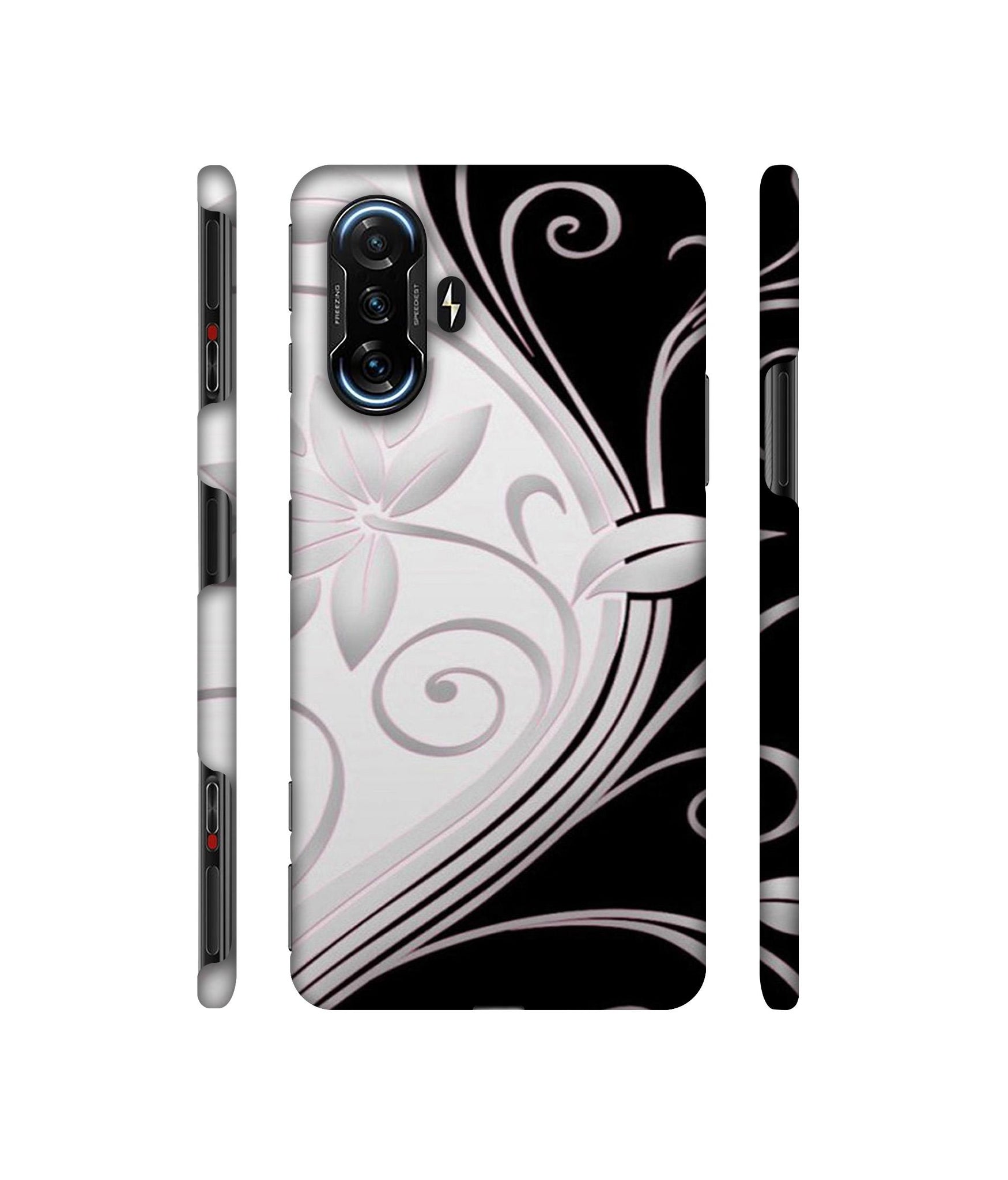 Black And White Flower Designer Hard Back Cover for Mi Poco F3 GT