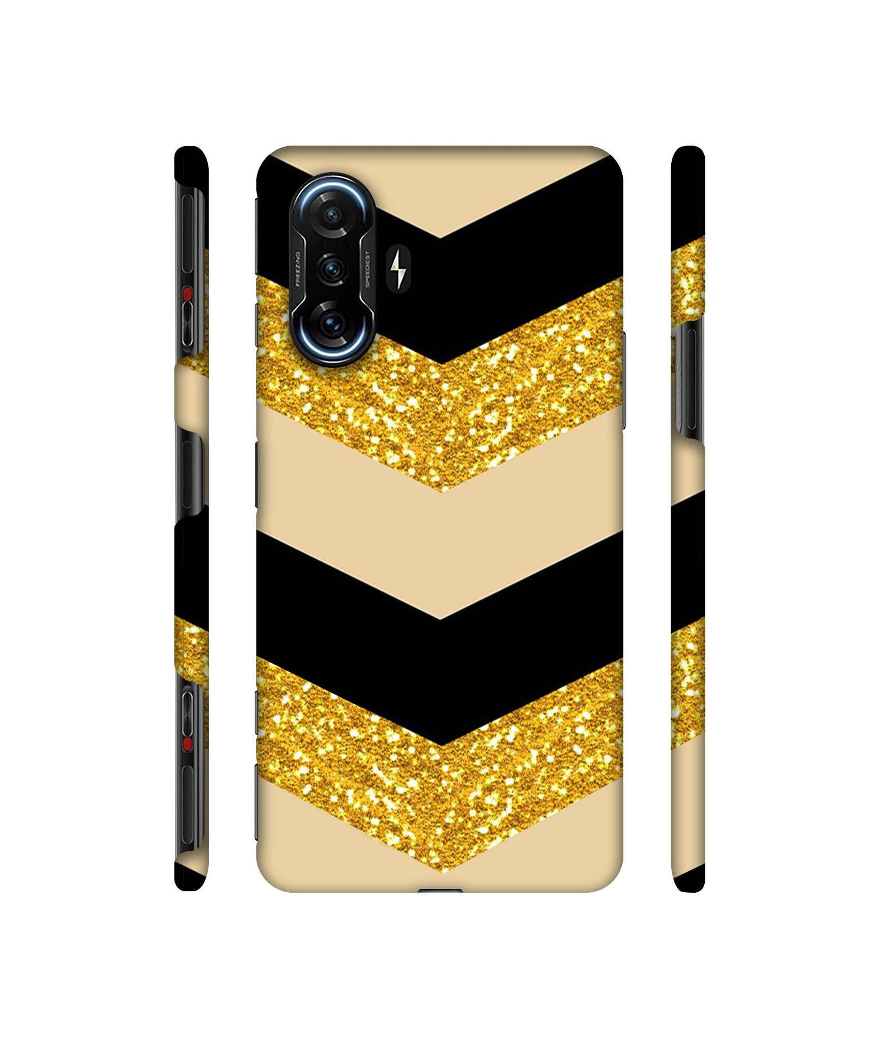 Black & Gold Designer Hard Back Cover for Mi Poco F3 GT