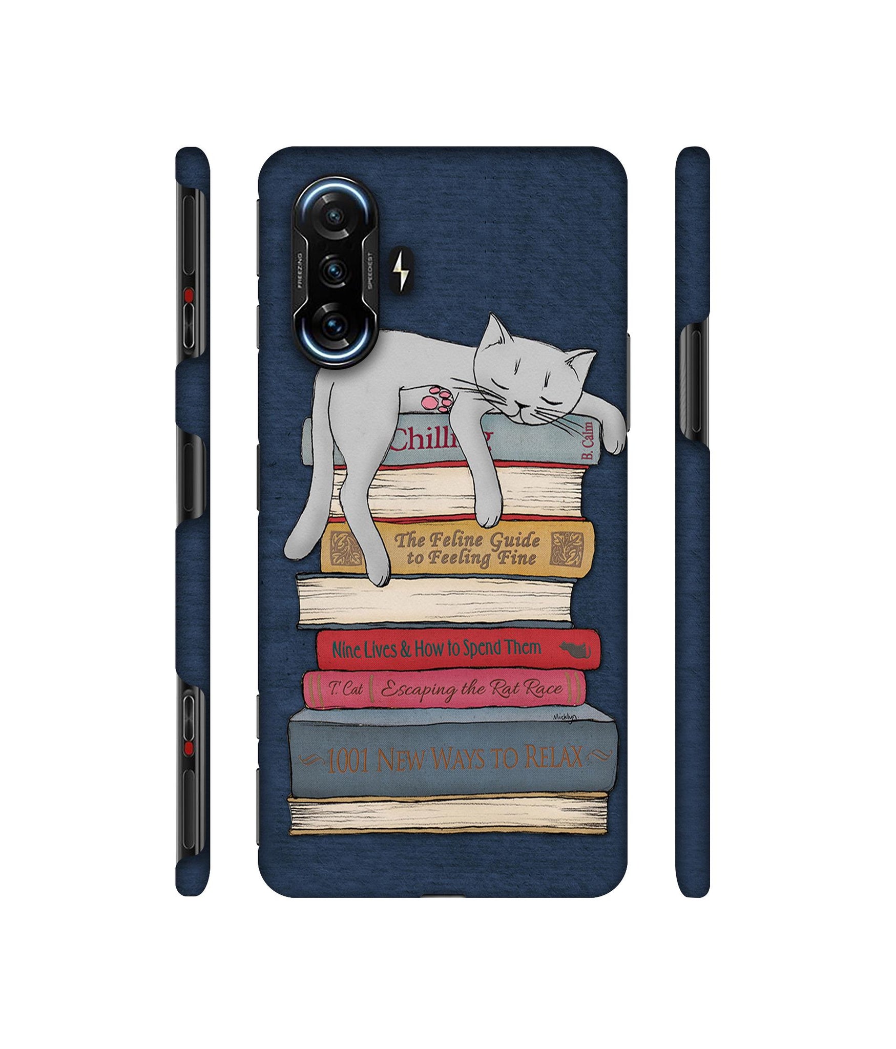 Cat Sleeping On The Books Designer Hard Back Cover for Mi Poco F3 GT