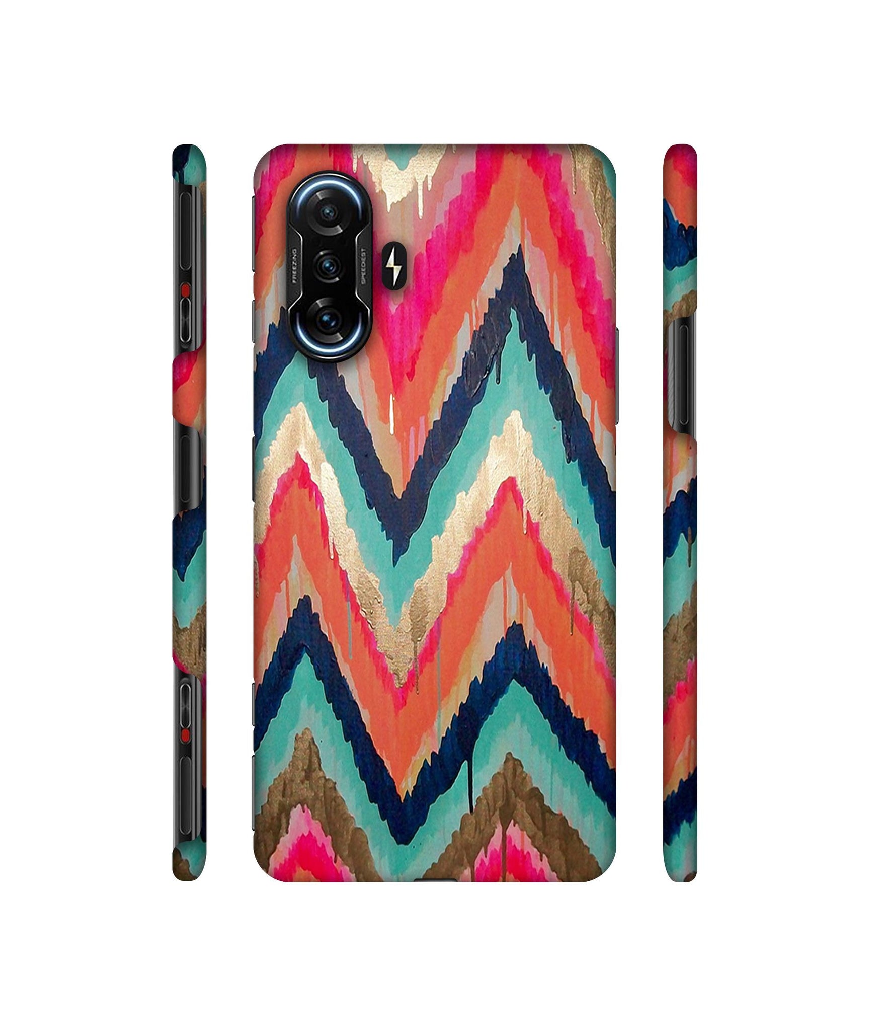 Colorful Zig-Zag Lines Art Designer Hard Back Cover for Mi Poco F3 GT