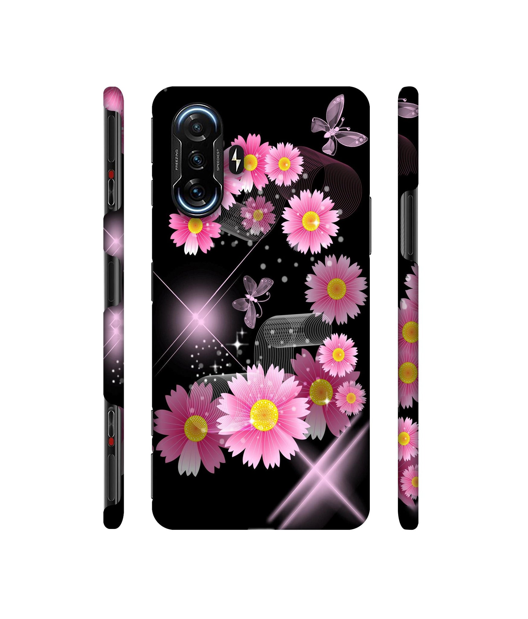 Pink Flower Designer Hard Back Cover for Mi Poco F3 GT