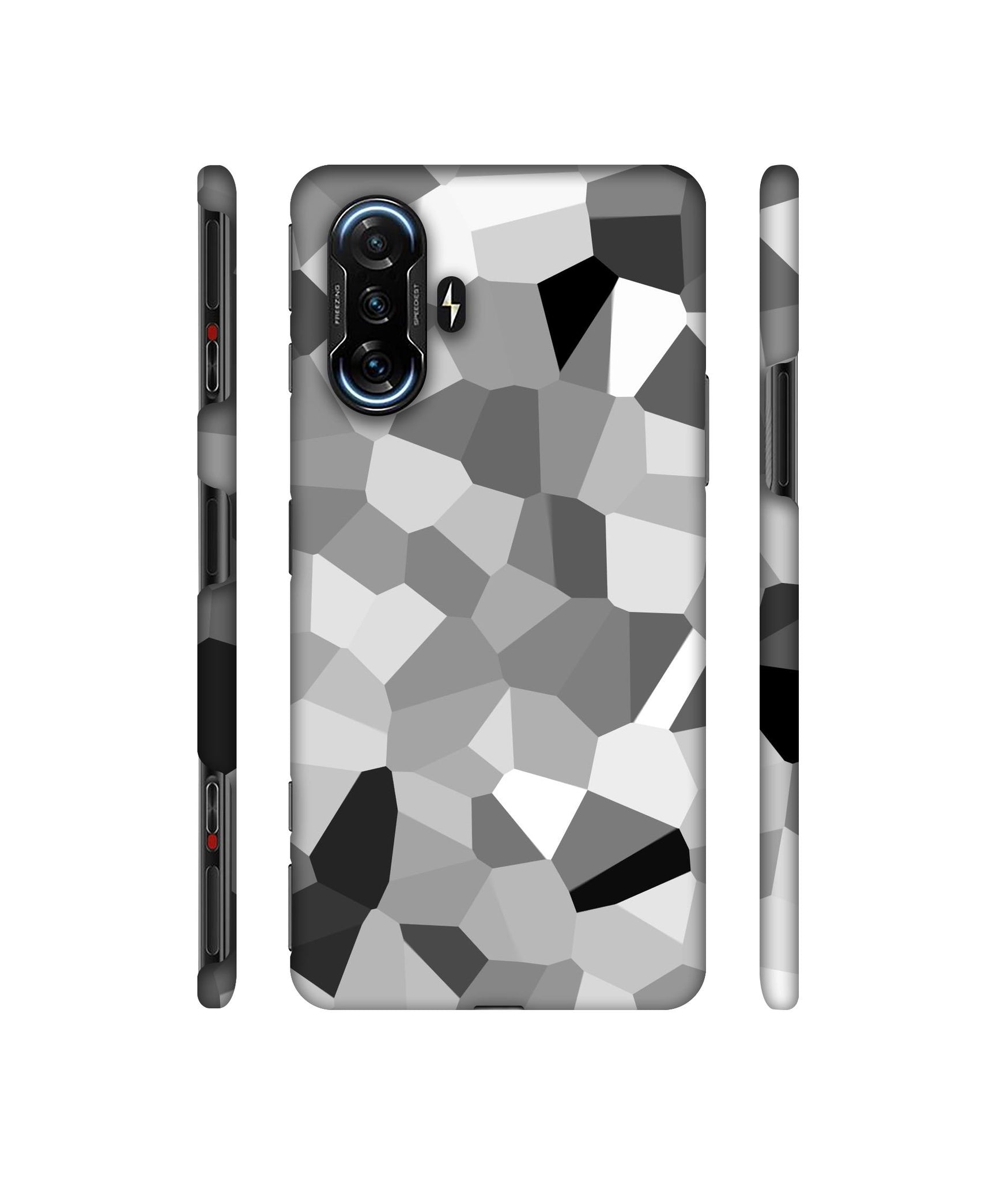 Black & White Mathematical Shape Designer Hard Back Cover for Mi Poco F3 GT