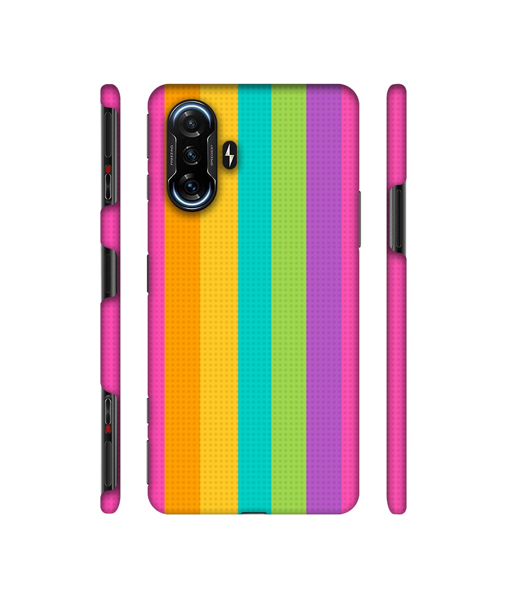 Random Colour Line Designer Hard Back Cover for Mi Poco F3 GT