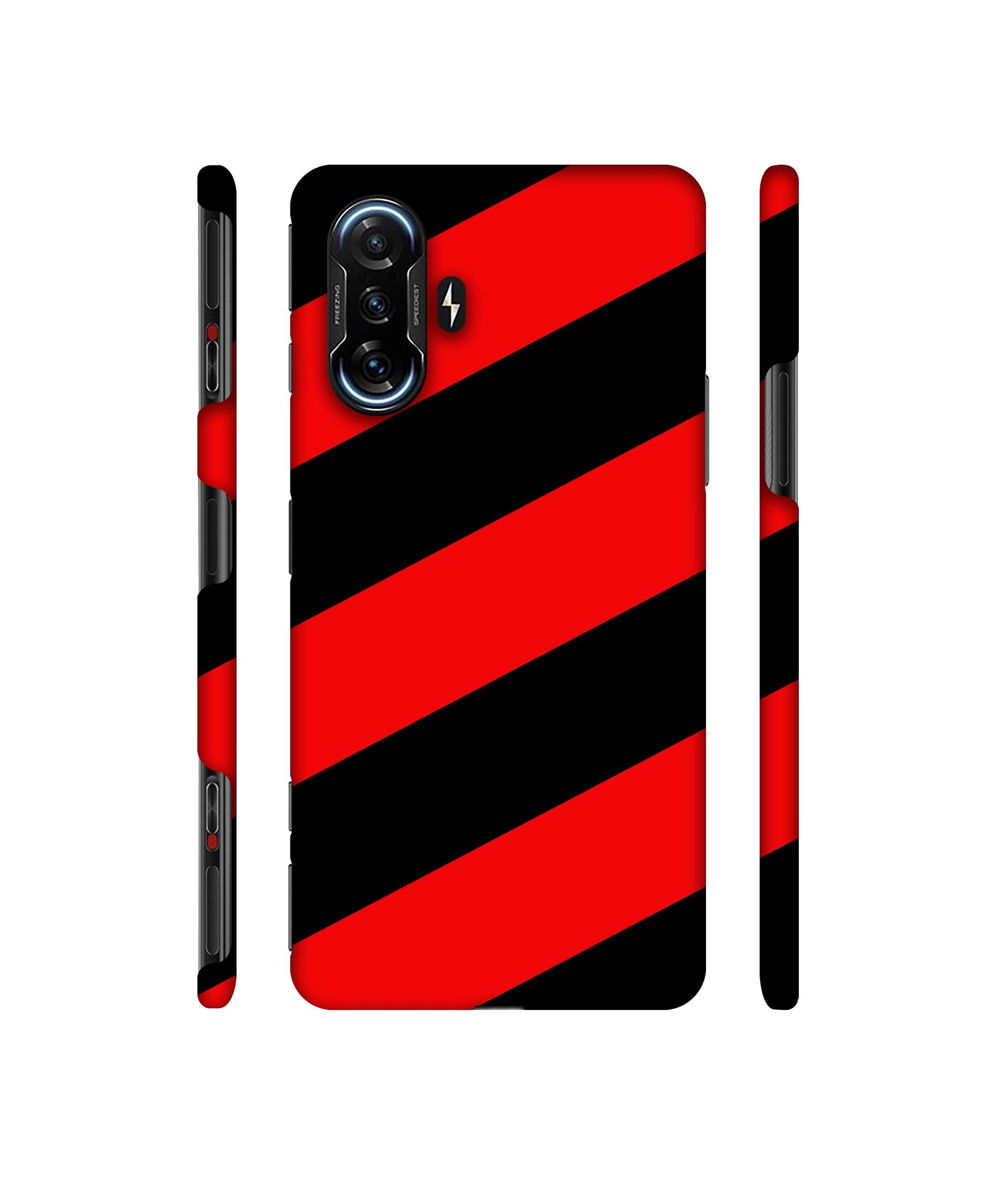 Red and Black Line Designer Hard Back Cover for Mi Poco F3 GT