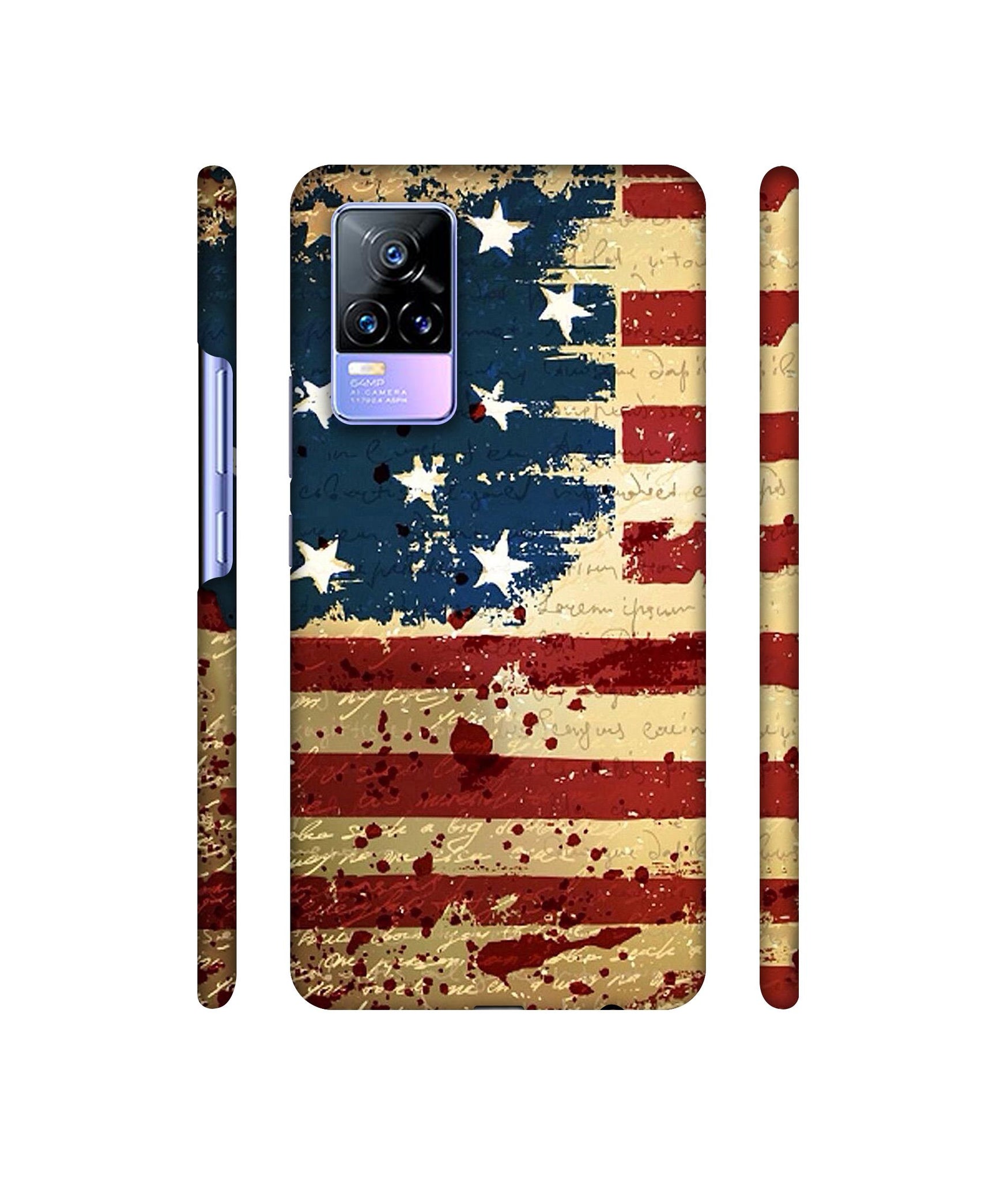 Colorful USA Flag Designer Hard Back Cover for Vivo Y73 4G / Vivo V21E 4G