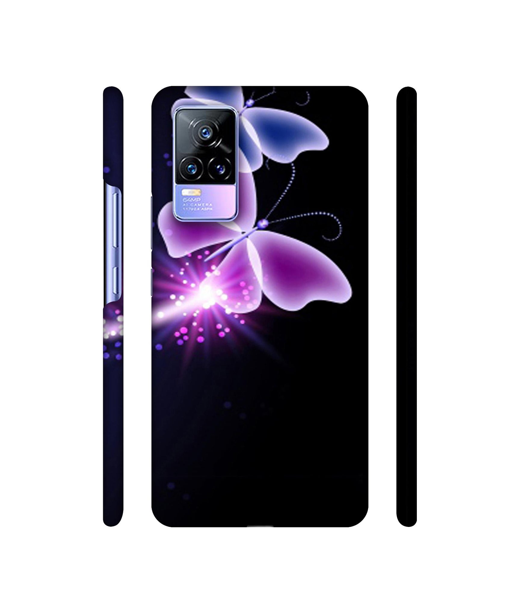 Neon Butterfly Light Abstract Shine Designer Hard Back Cover for Vivo Y73 4G / Vivo V21E 4G