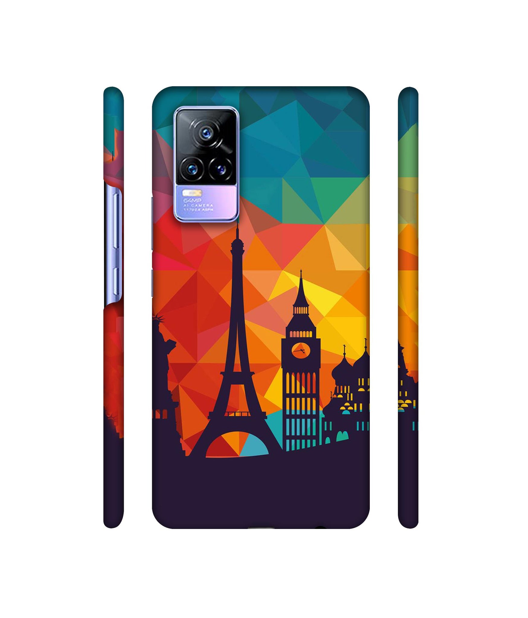 Colored Paris Designer Hard Back Cover for Vivo Y73 4G / Vivo V21E 4G
