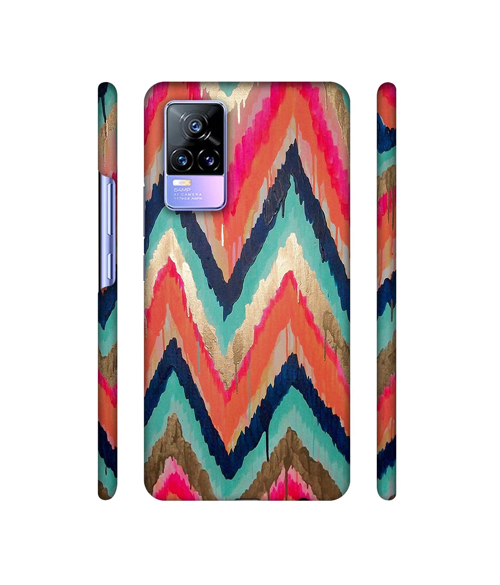 Colorful Zig-Zag Lines Art Designer Hard Back Cover for Vivo Y73 4G / Vivo V21E 4G