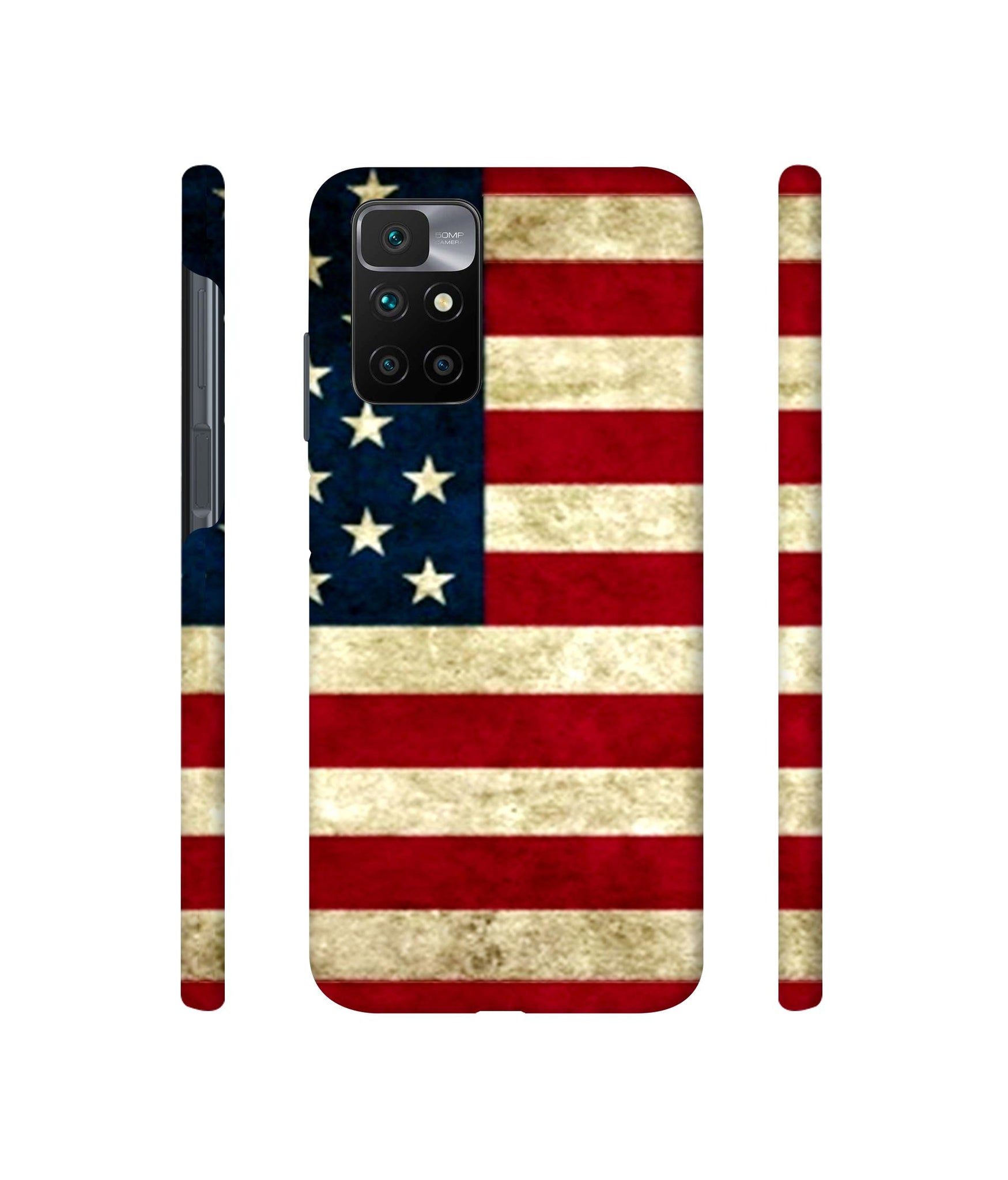 Multicoloured USA Flag Designer Hard Back Cover for Mi Redmi 10 Prime