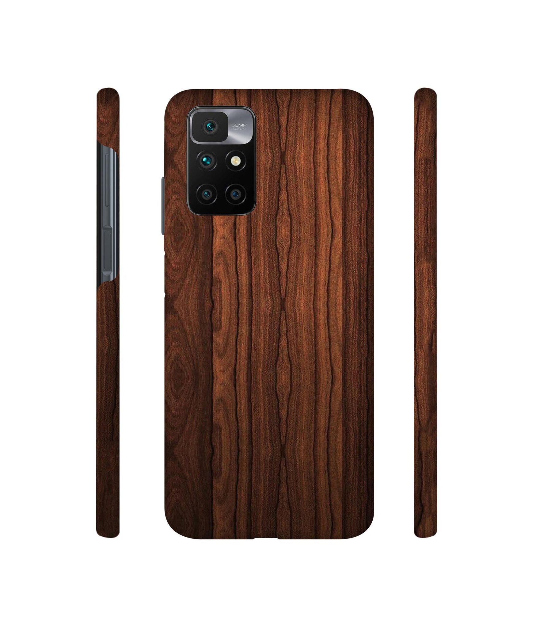 Brown Wooden Texture Designer Hard Back Cover for Mi Redmi 10 Prime