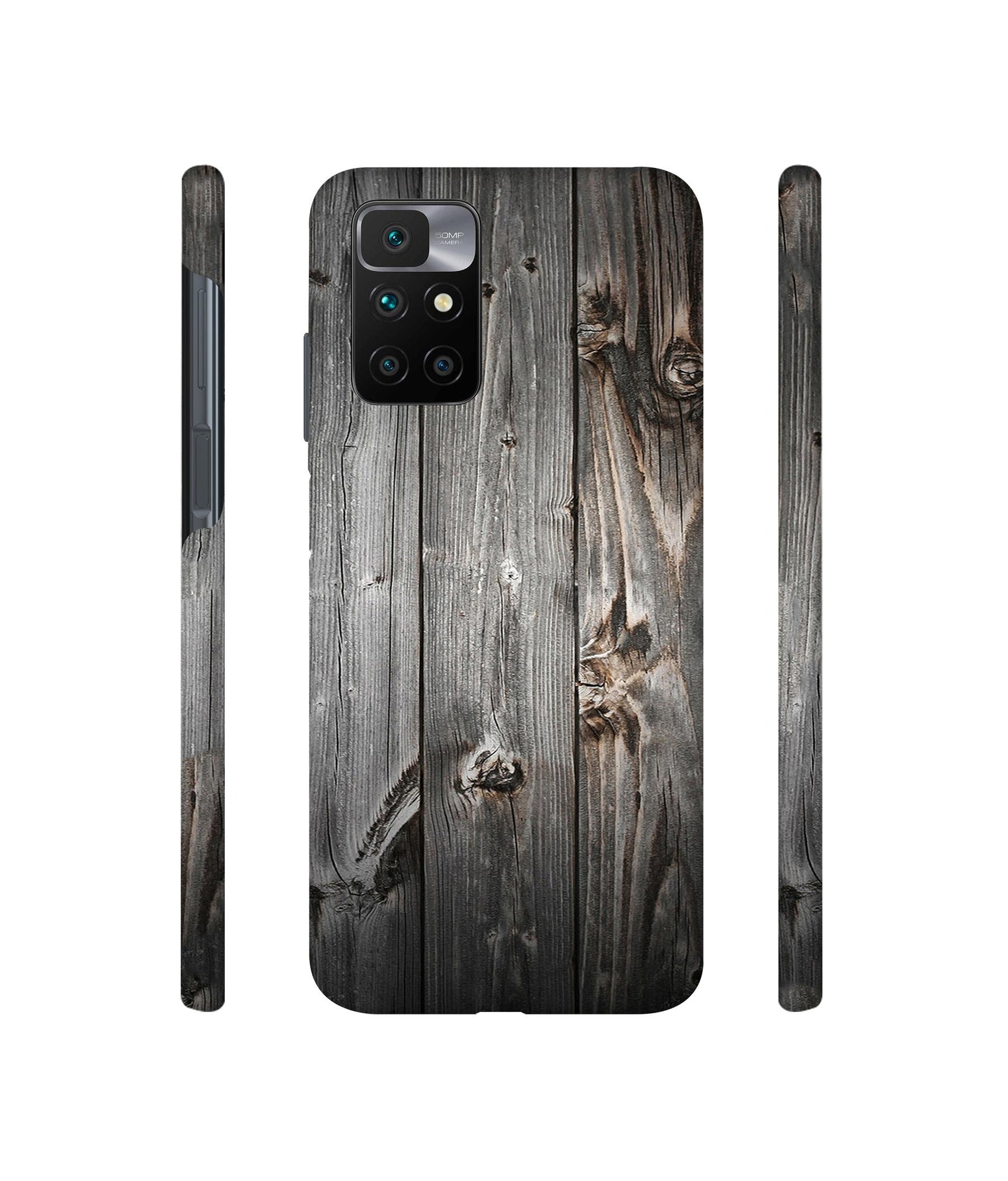 Grey Wooden Texture Designer Hard Back Cover for Mi Redmi 10 Prime