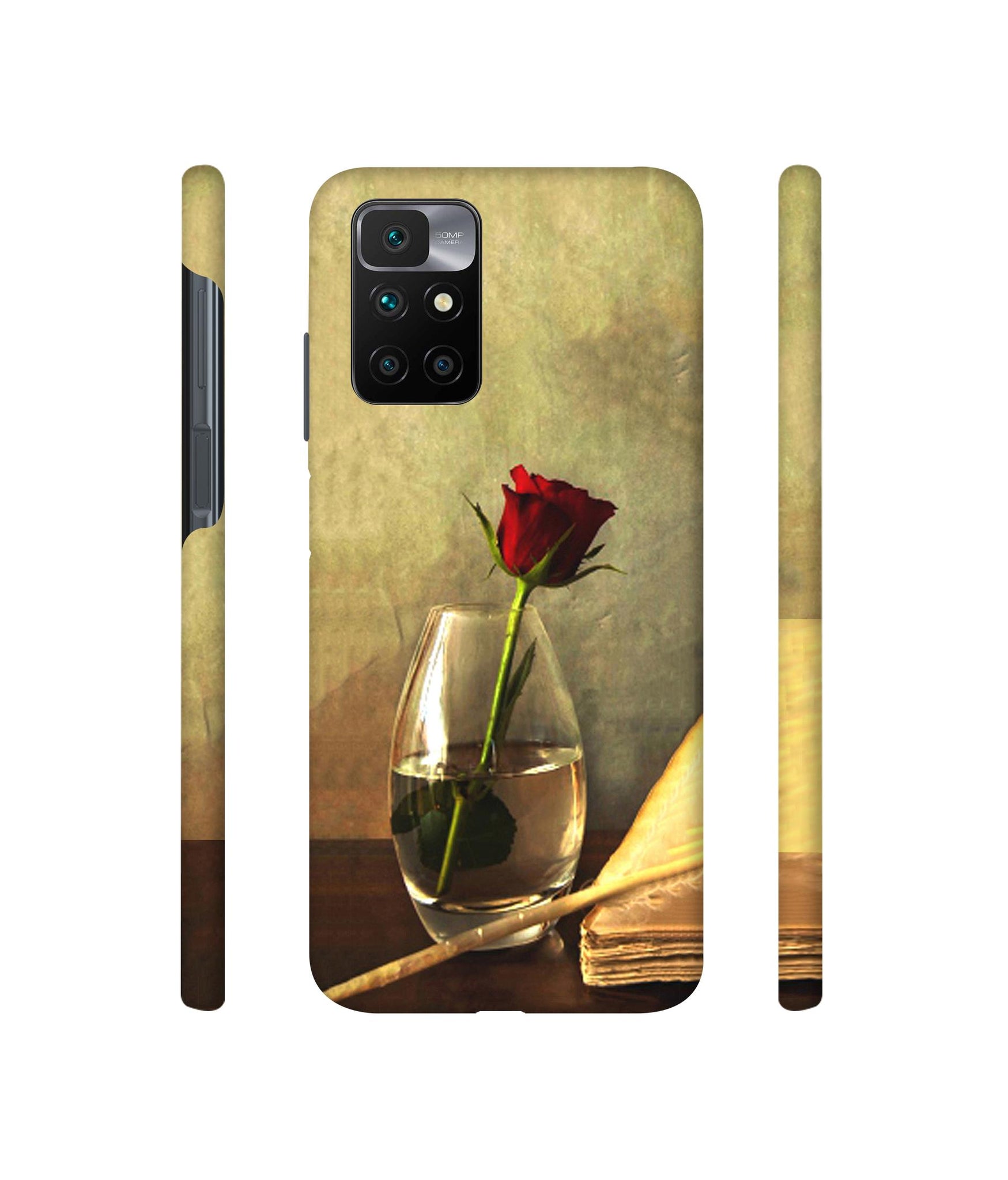 Red Rose in Glass Designer Hard Back Cover for Mi Redmi 10 Prime