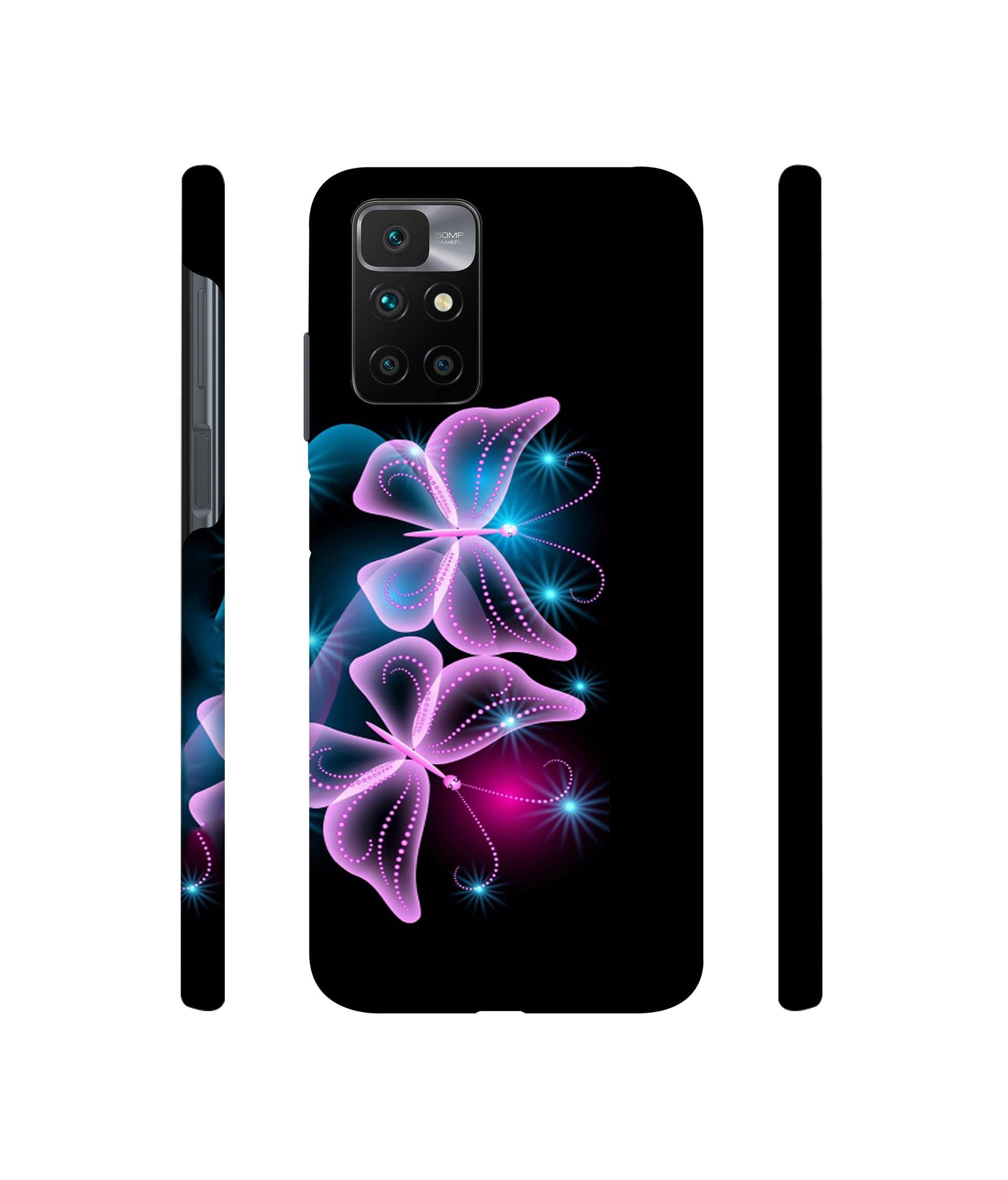 Butterflies Neon Light Designer Hard Back Cover for Mi Redmi 10 Prime