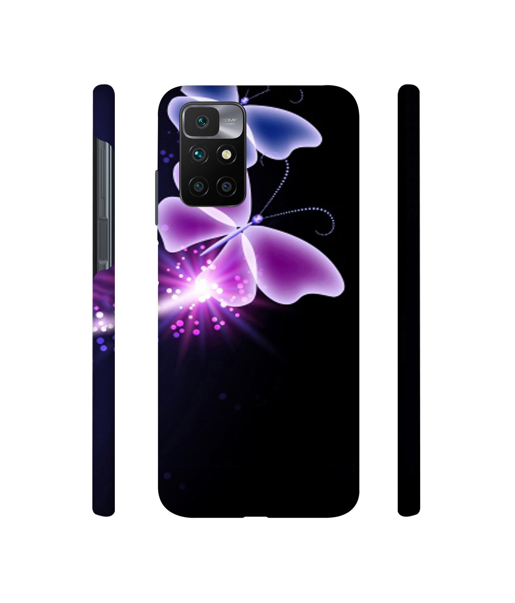 Neon Butterfly Light Abstract Shine Designer Hard Back Cover for Mi Redmi 10 Prime