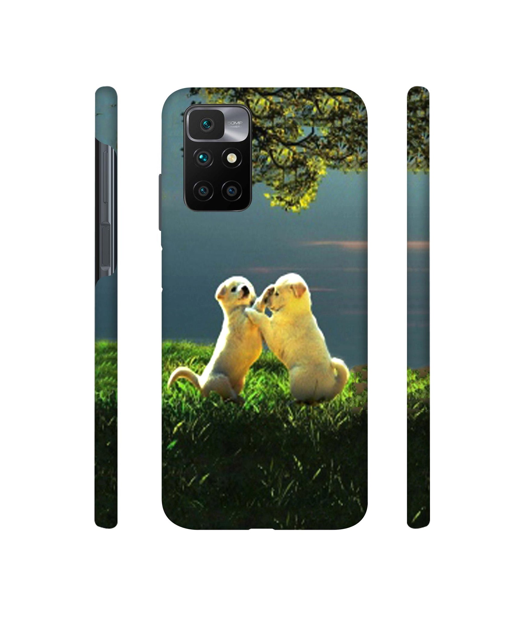 Puppy Couple Play Kids Nature Designer Hard Back Cover for Mi Redmi 10 Prime