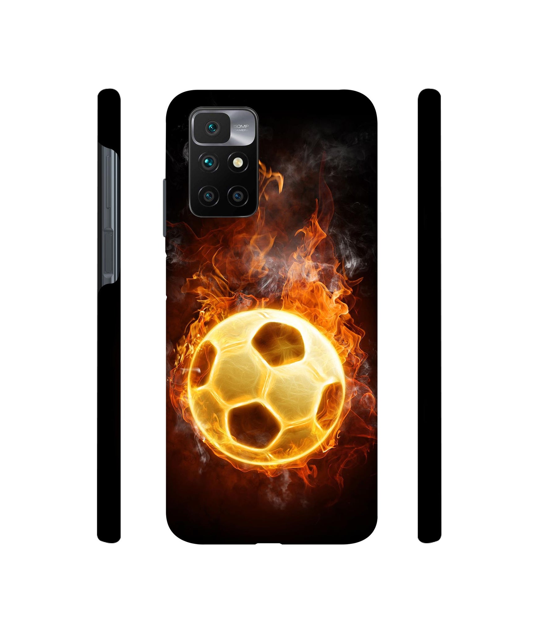Football & Fire Designer Hard Back Cover for Mi Redmi 10 Prime