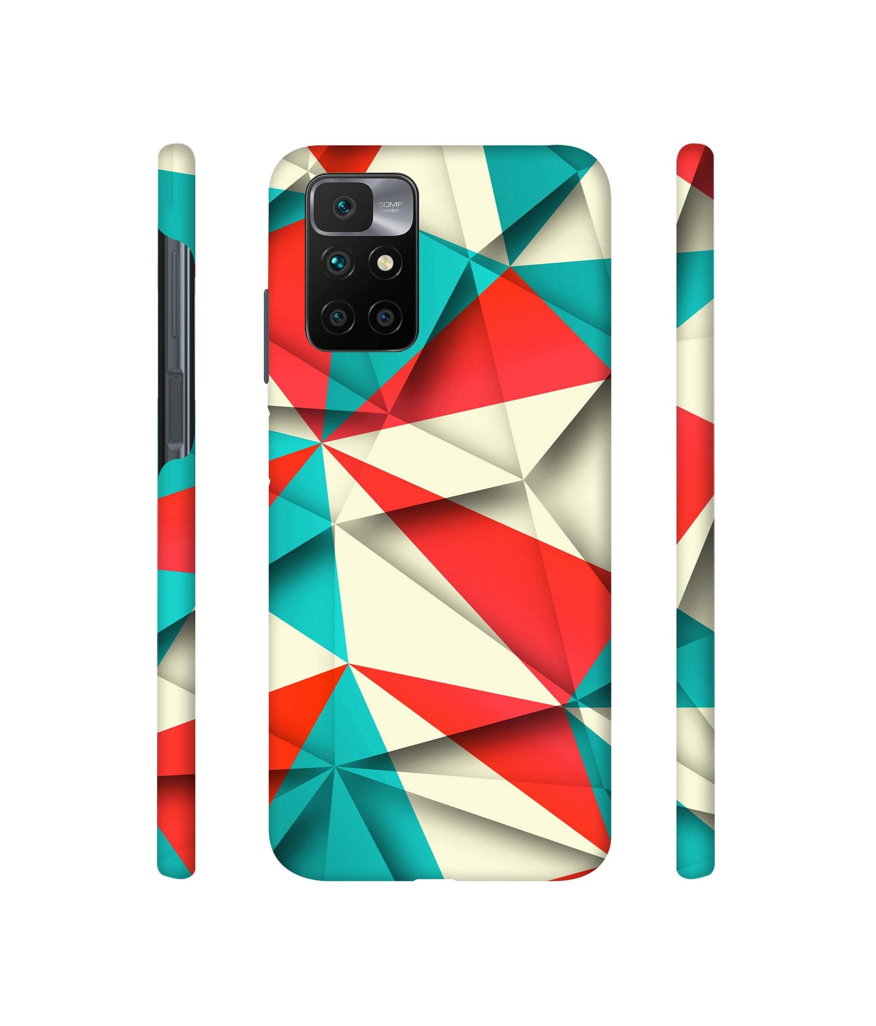 Red Blue White Pattern Designer Hard Back Cover for Mi Redmi 10 Prime