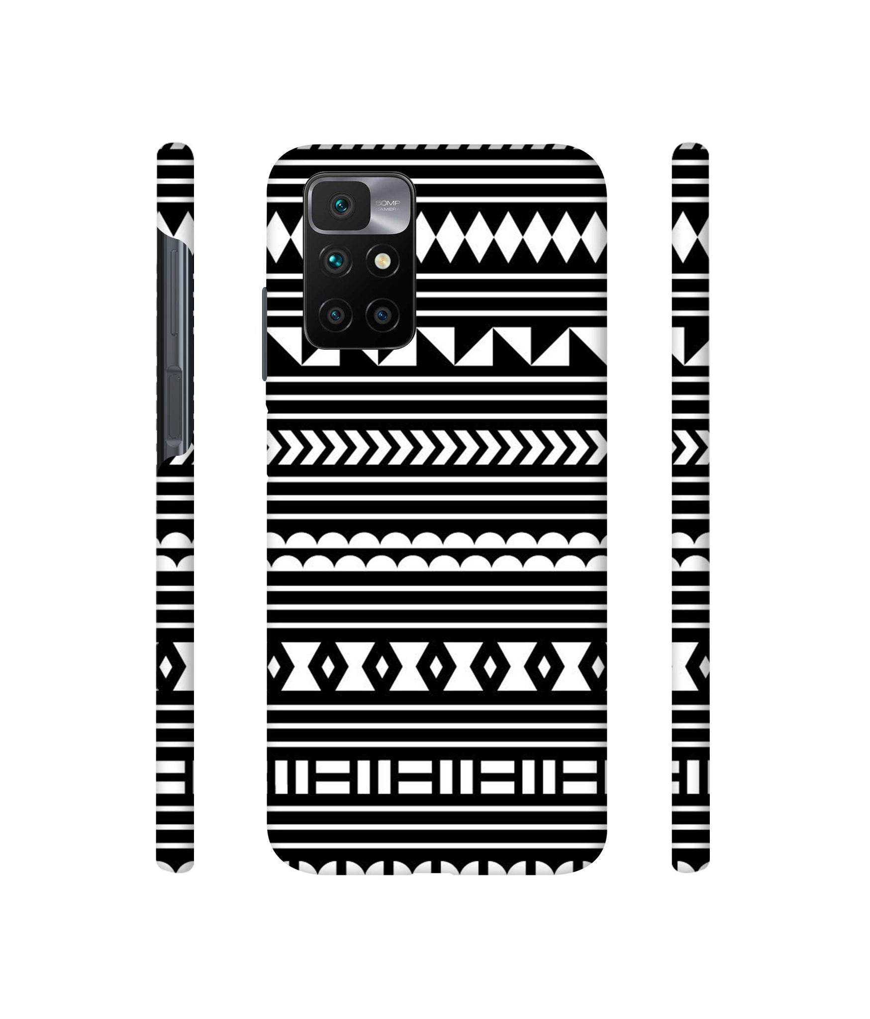 Black Pattern Designer Hard Back Cover for Mi Redmi 10 Prime