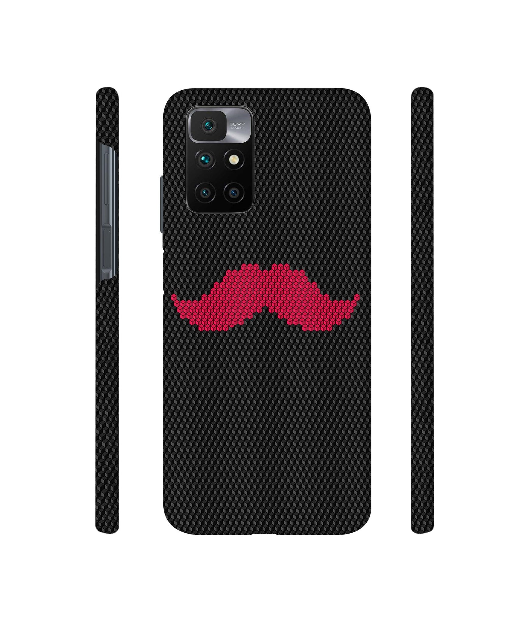 Pink Mustache Pattern Designer Hard Back Cover for Mi Redmi 10 Prime