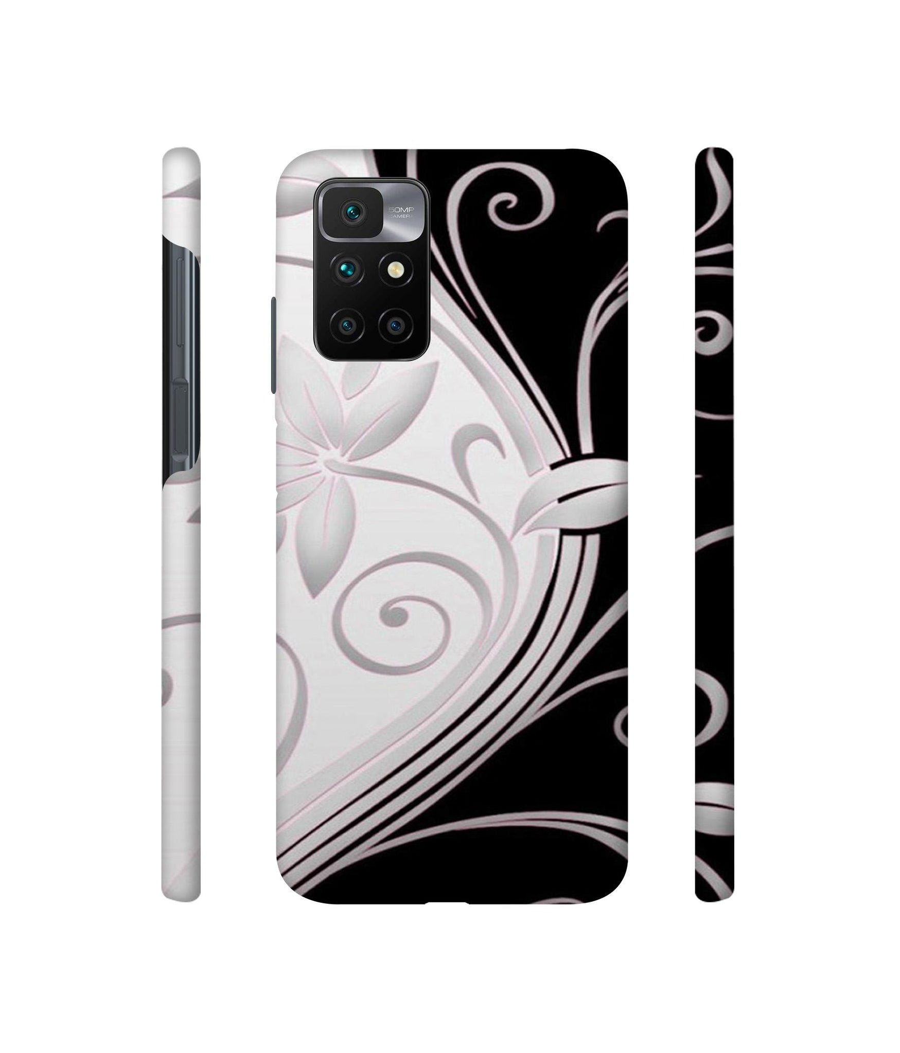 Black And White Flower Designer Hard Back Cover for Mi Redmi 10 Prime