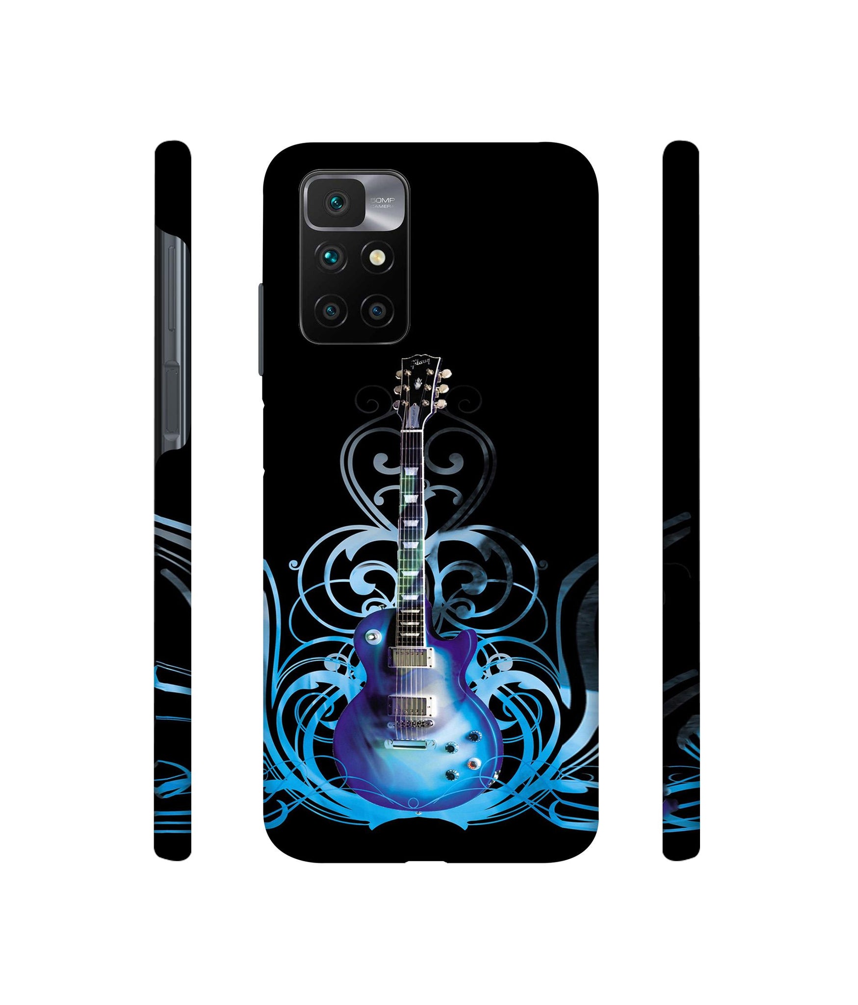 Guitar In Blue Pattern Designer Hard Back Cover for Mi Redmi 10 Prime