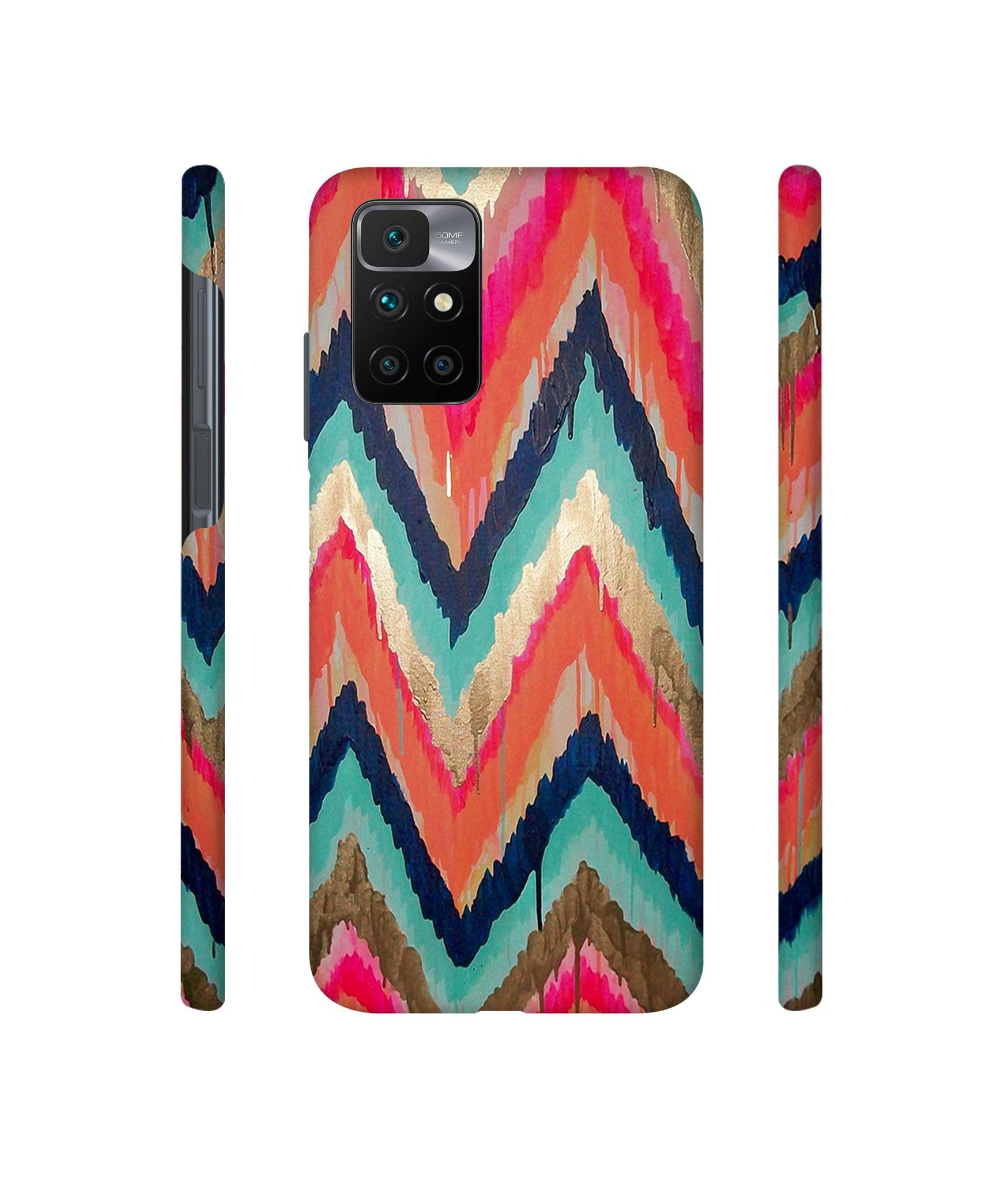 Colorful Zig-Zag Lines Art Designer Hard Back Cover for Mi Redmi 10 Prime