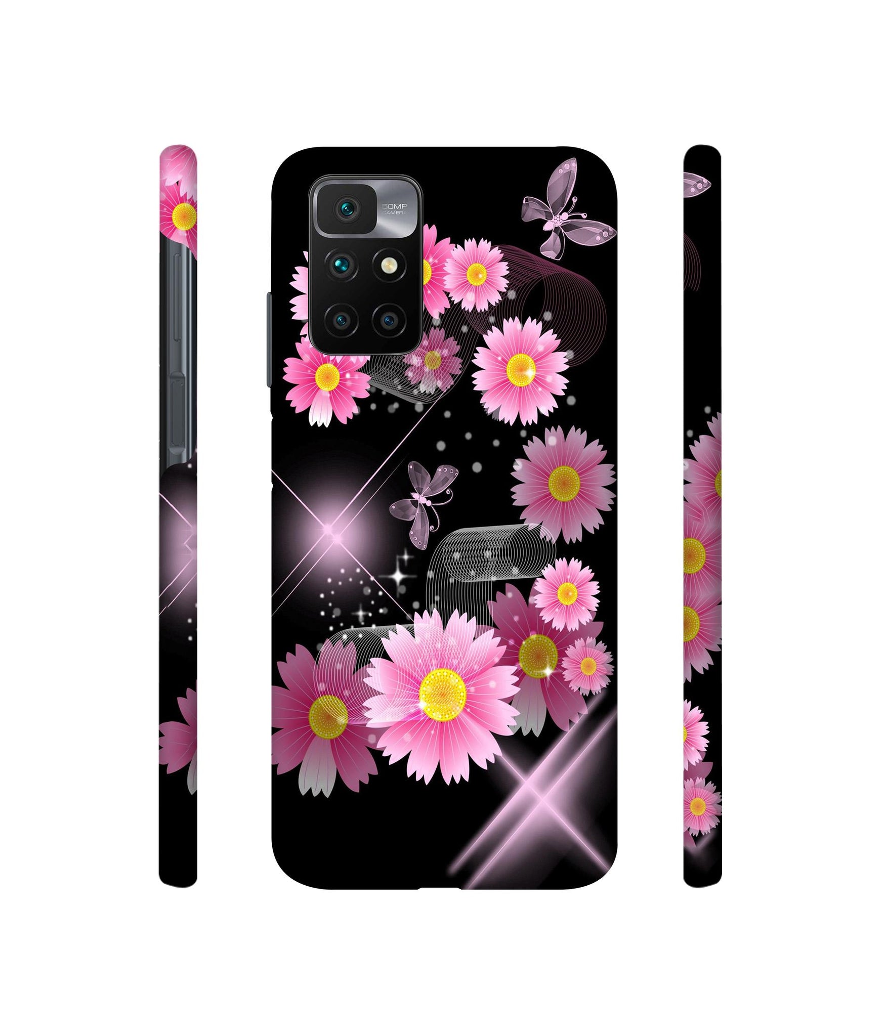 Pink Flower Designer Hard Back Cover for Mi Redmi 10 Prime